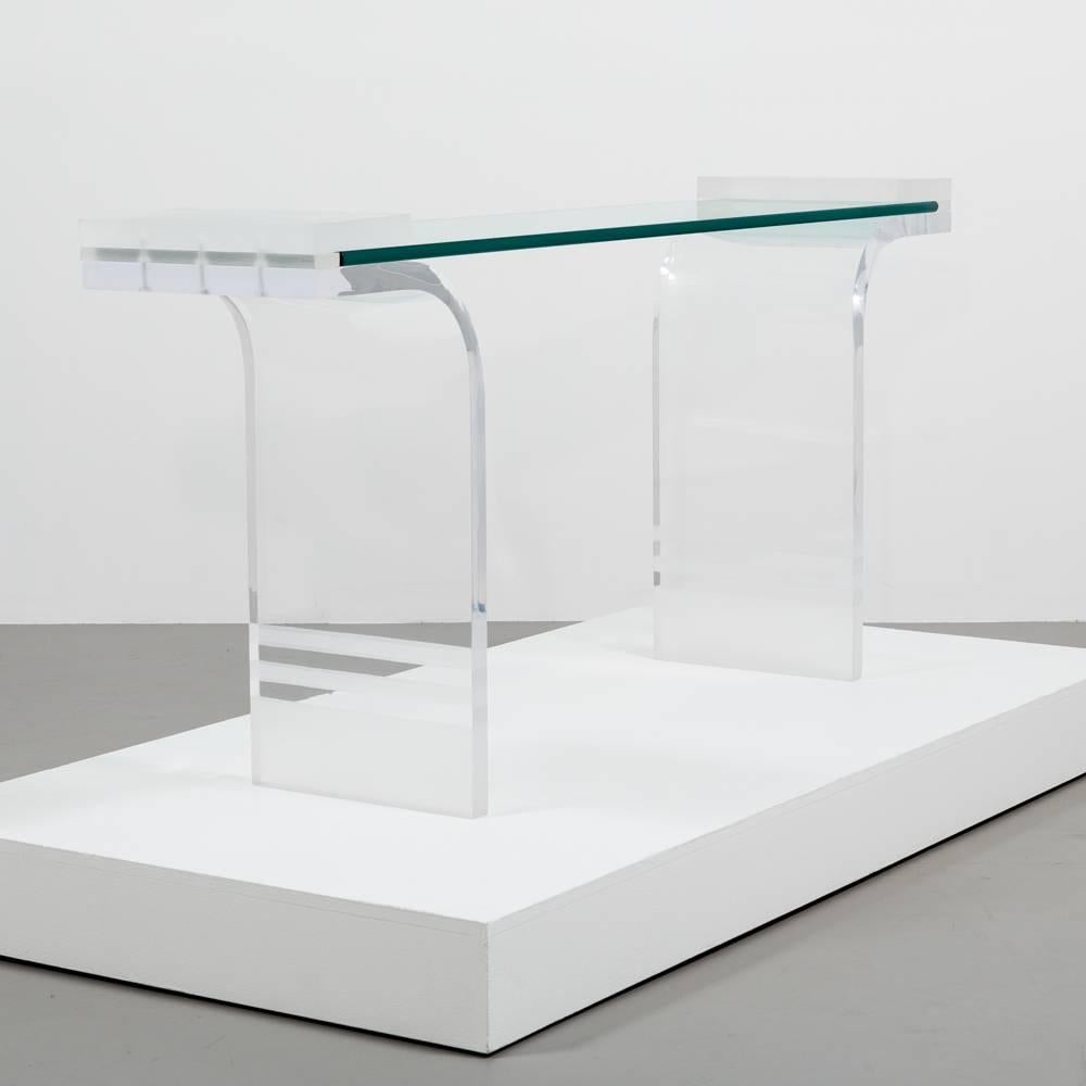 Mid-Century Modern Lucite and Glass and Console Table, USA, 1970s