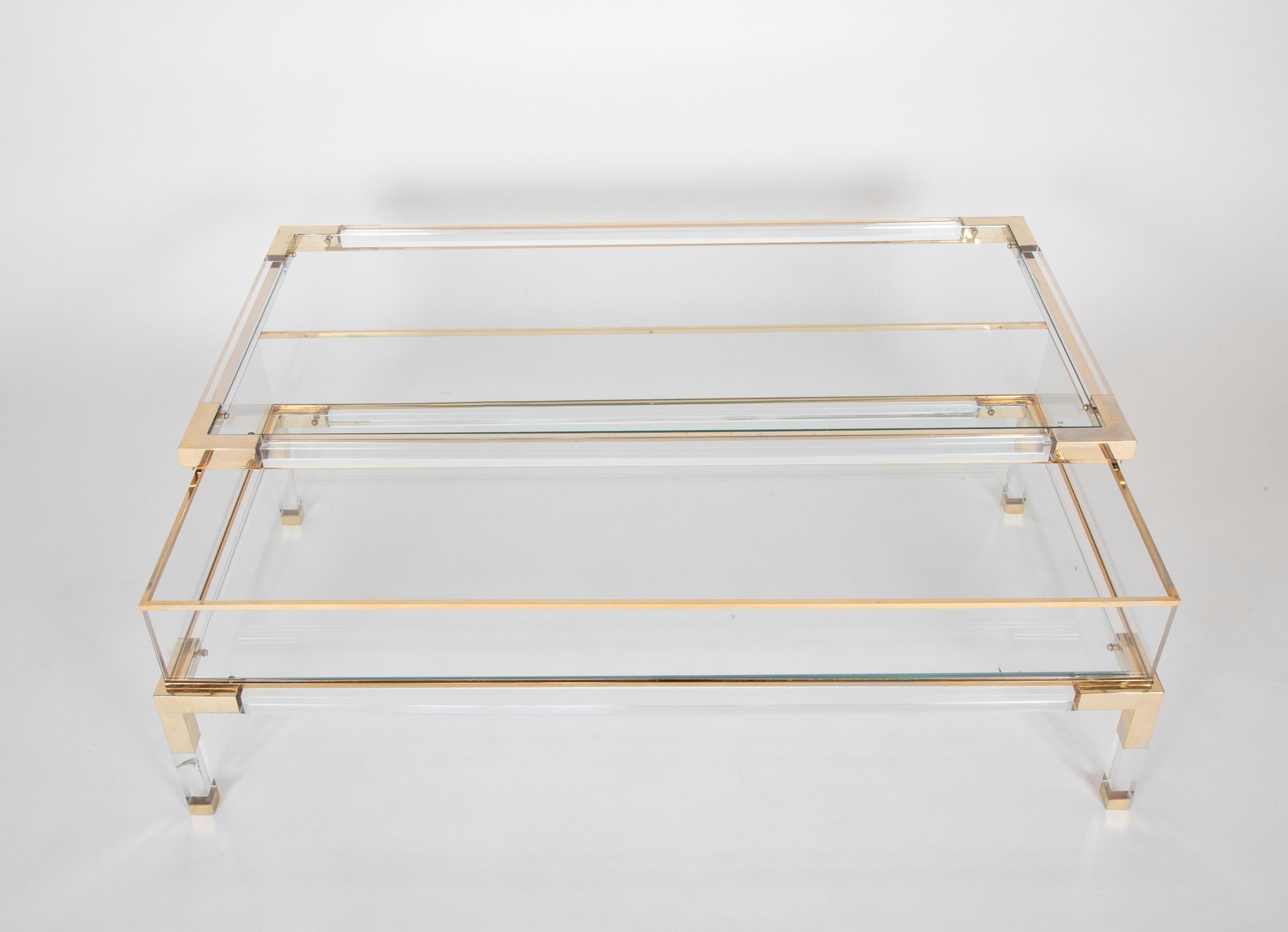 Lucite, Brass and Glass Vitrine Coffee Table by Romeo Rega 1