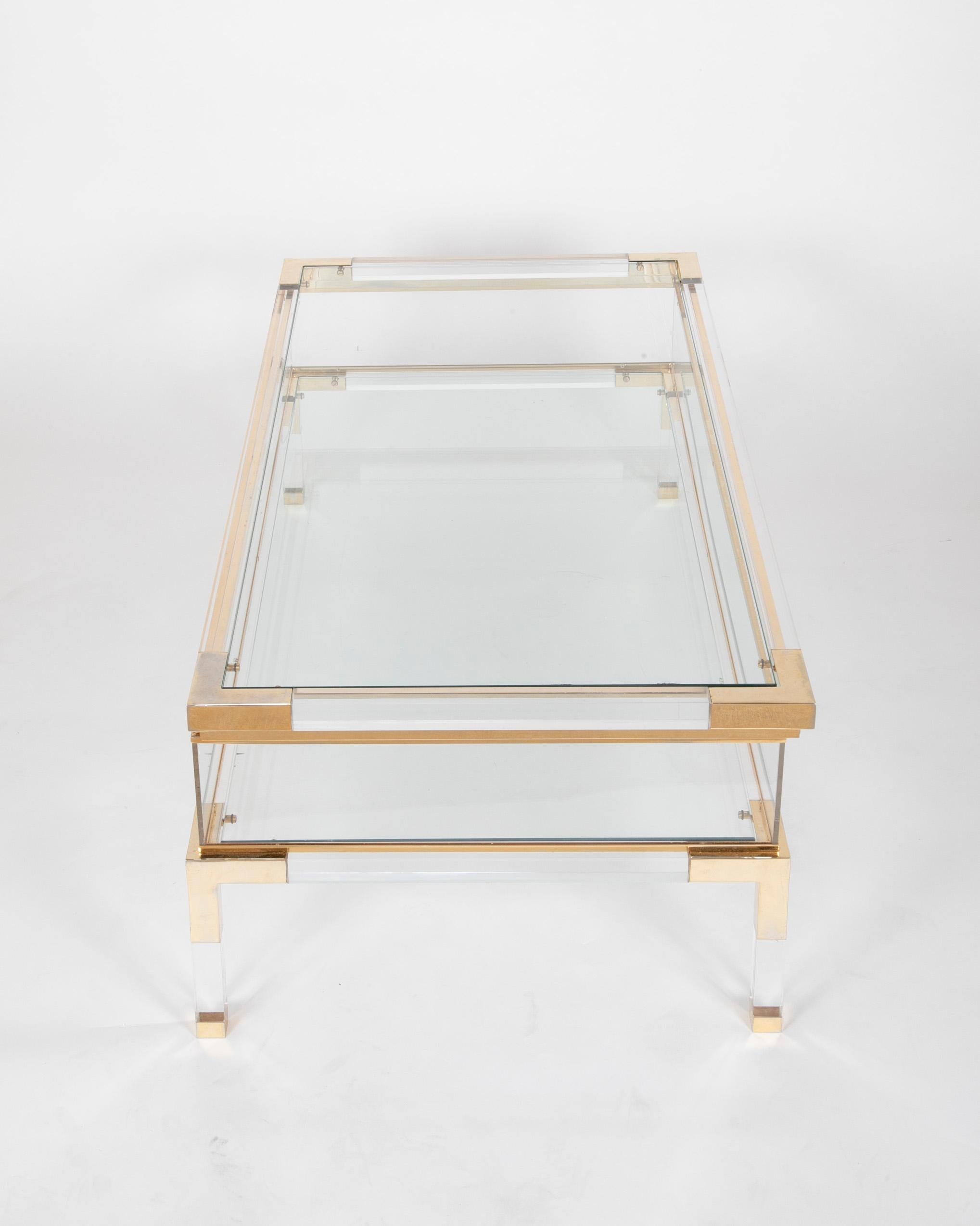 Lucite, Brass and Glass Vitrine Coffee Table by Romeo Rega 2