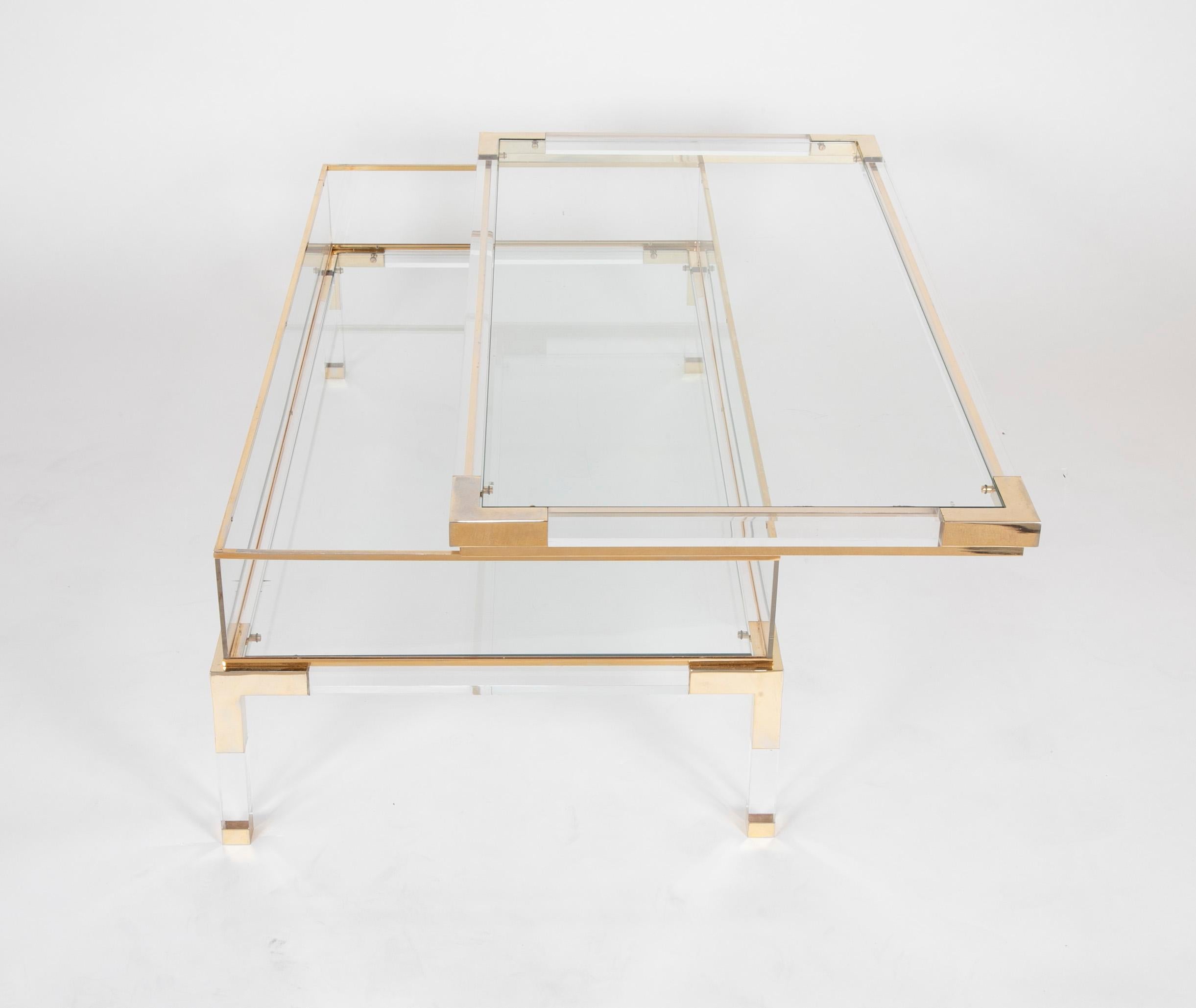 Lucite, Brass and Glass Vitrine Coffee Table by Romeo Rega 3