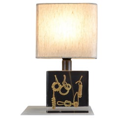 Lampe « nœuds marins dorés » en lucite de Pierre Giraudon France 1970
