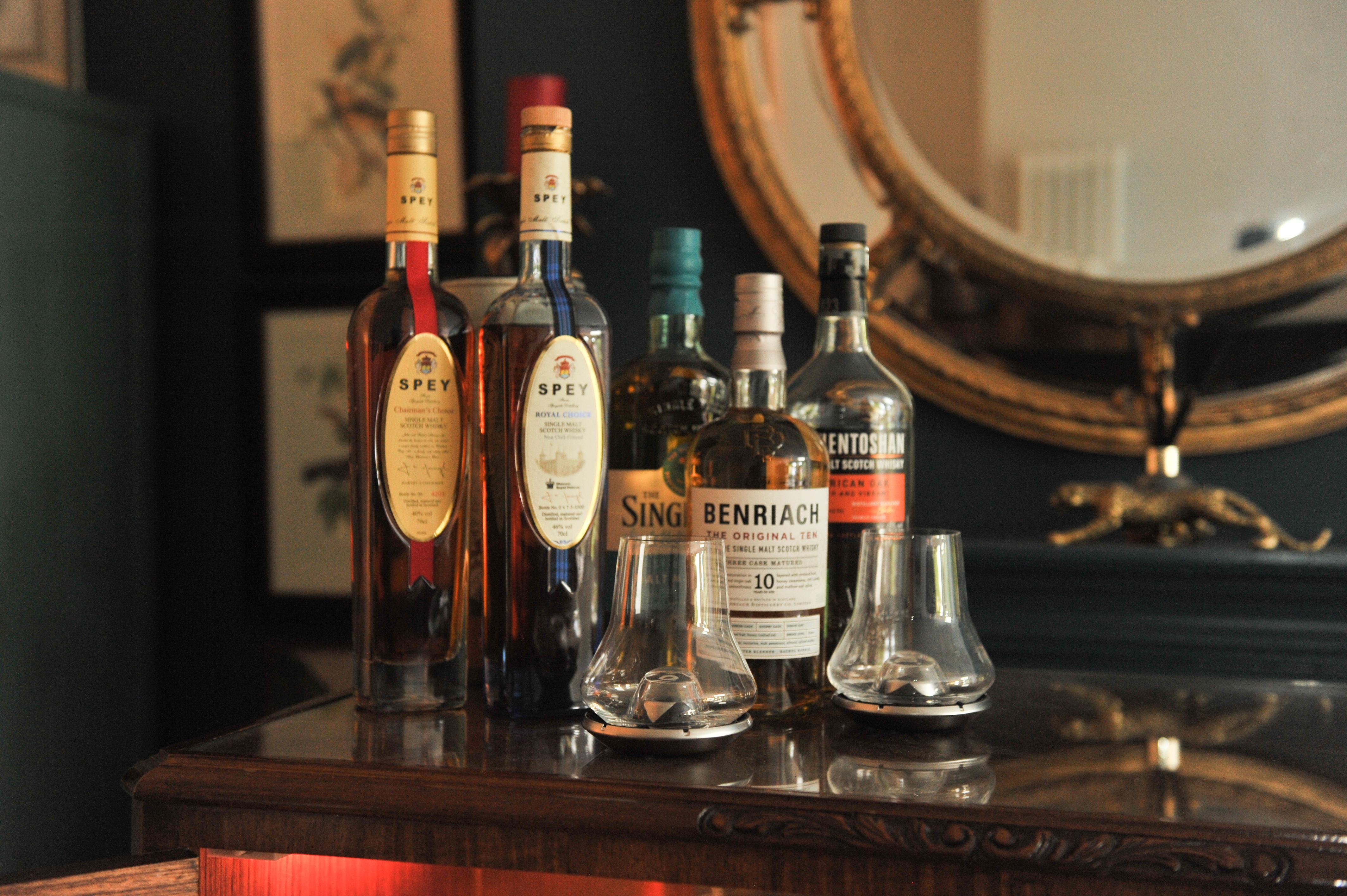 Brass A Luxurious Burr Walnut Cocktail Cabinet With Light & Fitted Mirrored Interior 