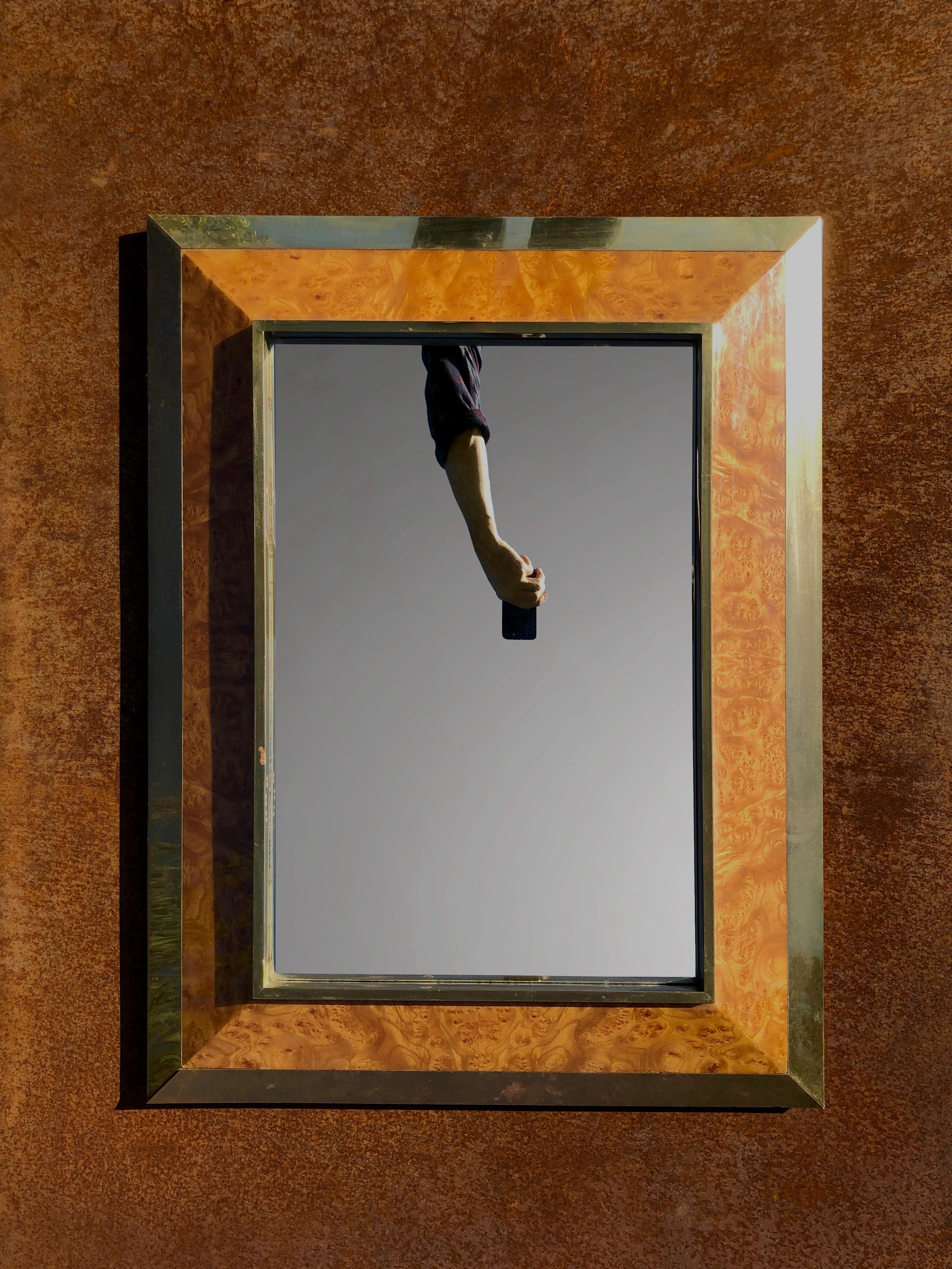 UNO (DE UN PAR) Lujoso ESPEJO DE PARED LACADO de JEAN-CLAUDE MAHEY Francia 1970 Francés en venta