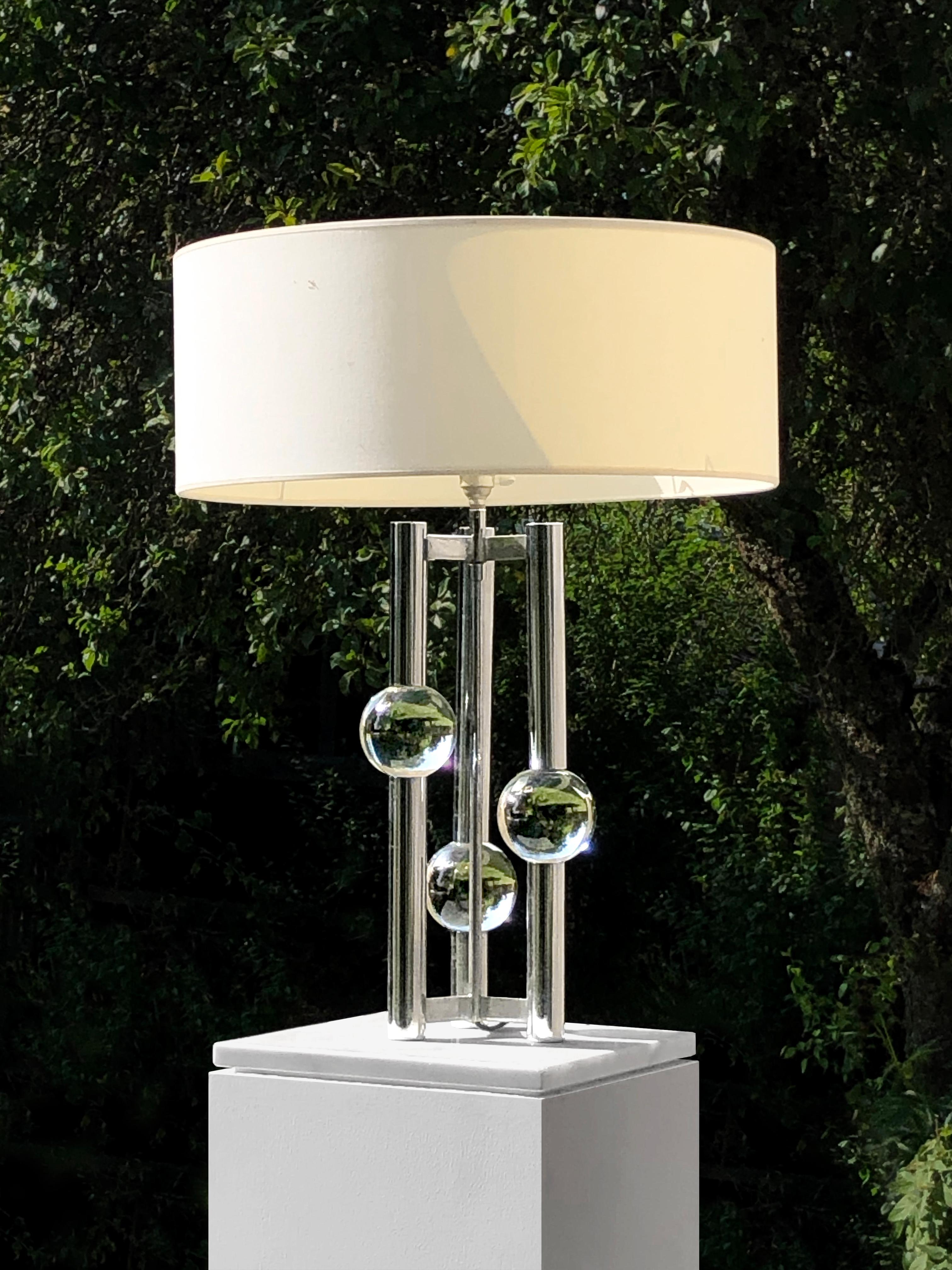 Metal A Luxurious SEVENTIES SPACE-AGE Table LAMP, in MAISON CHARLES Style, France 1970 For Sale