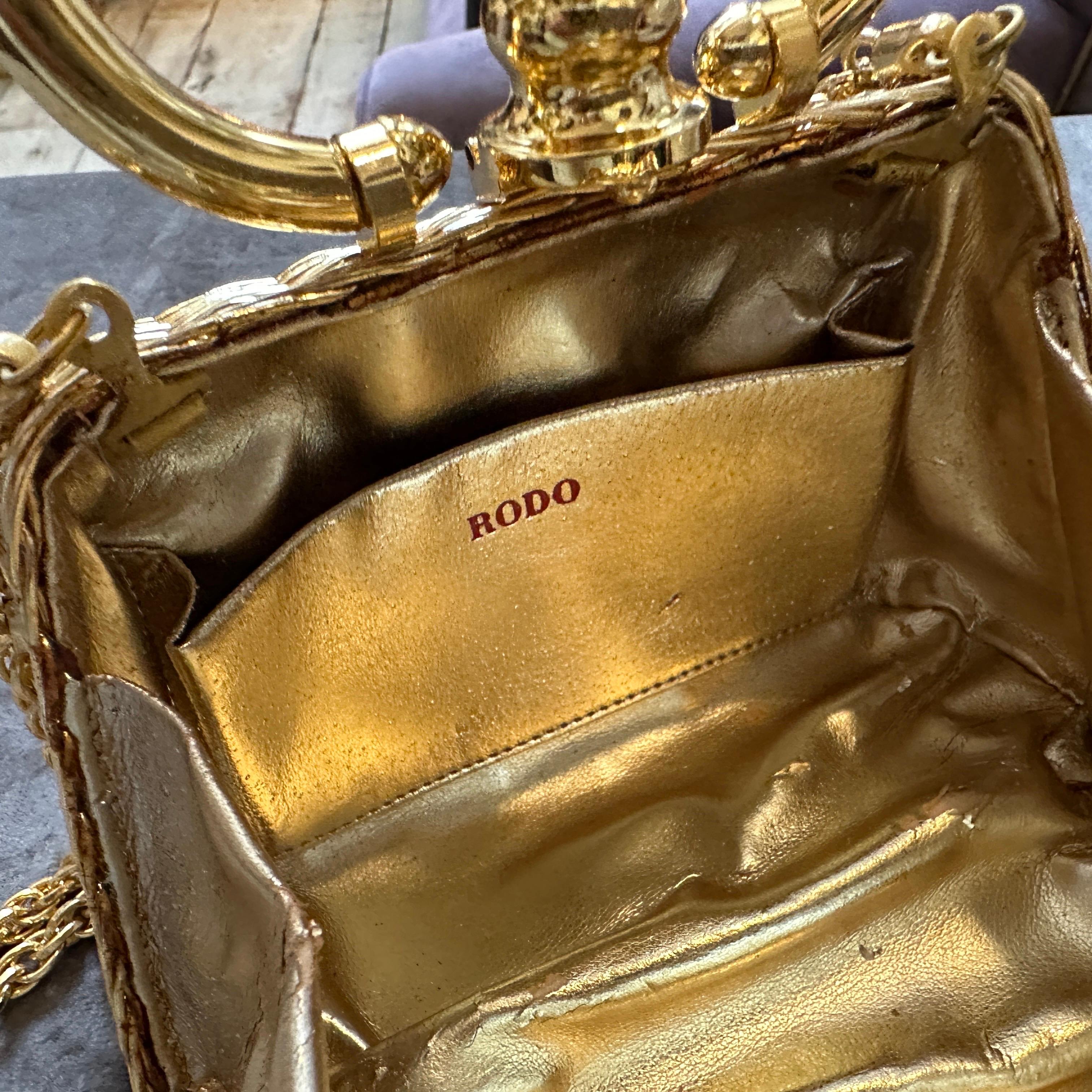 Minaudière de luxe en laiton et perles de Rodo des années 1960 en vente 3