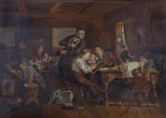 A. M. K - Mid 19th Century Oil, The Rowdy Schoolroom