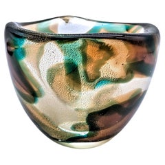 Vase "macchie ambre verde" d'Archimede Seguso, fabriqué à Murano, vers 1952