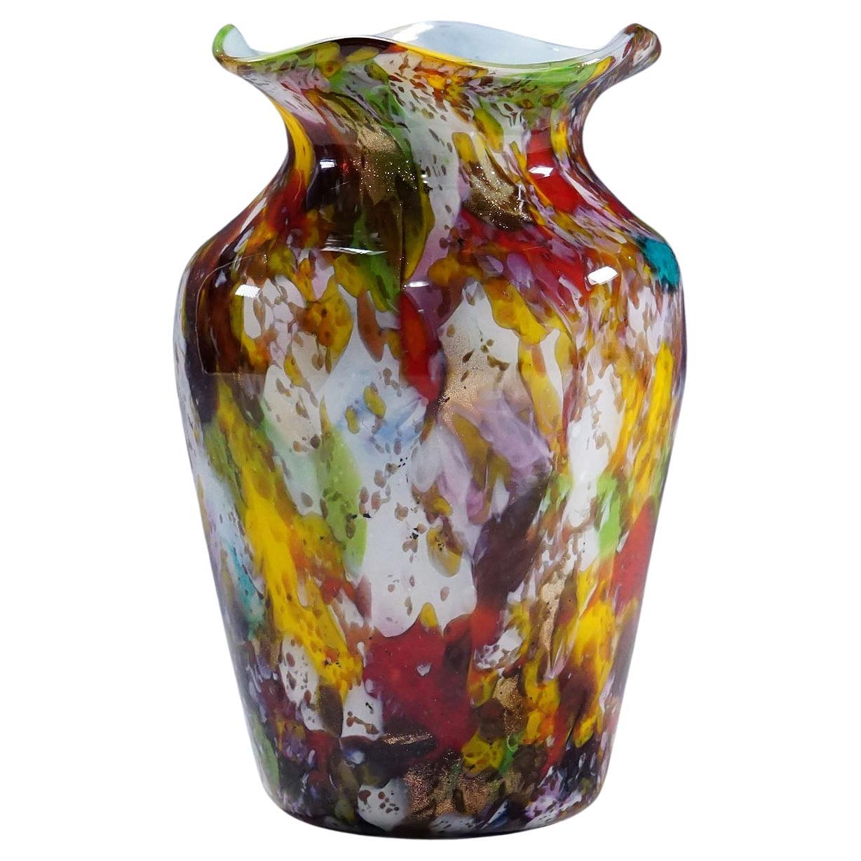 A Macchie Art Glass Vase by Artisti Barovier Attribution, Murano ca. 1920s For Sale