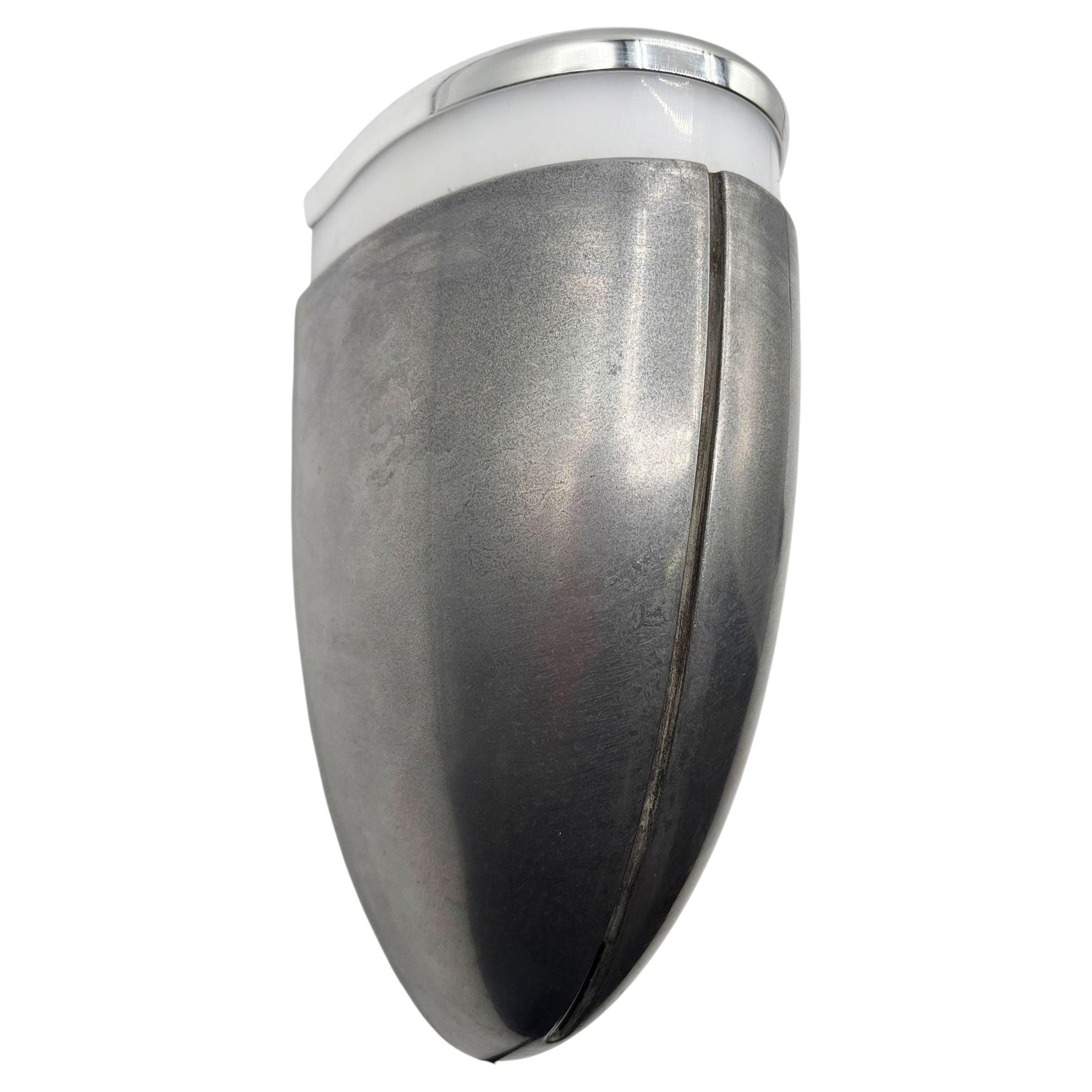 A Machine Age Streamline Brushed Aluminum Wall Sconce, 7 Available For Sale