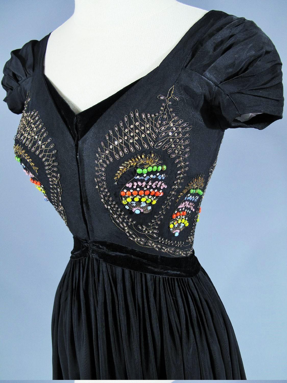 Black A Madame Grès Couture Evening Dress - Autumn Winter 1953 For Sale