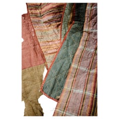 A Madras Taffeta striped silk alcove bed quilt cover - France Circa 1740