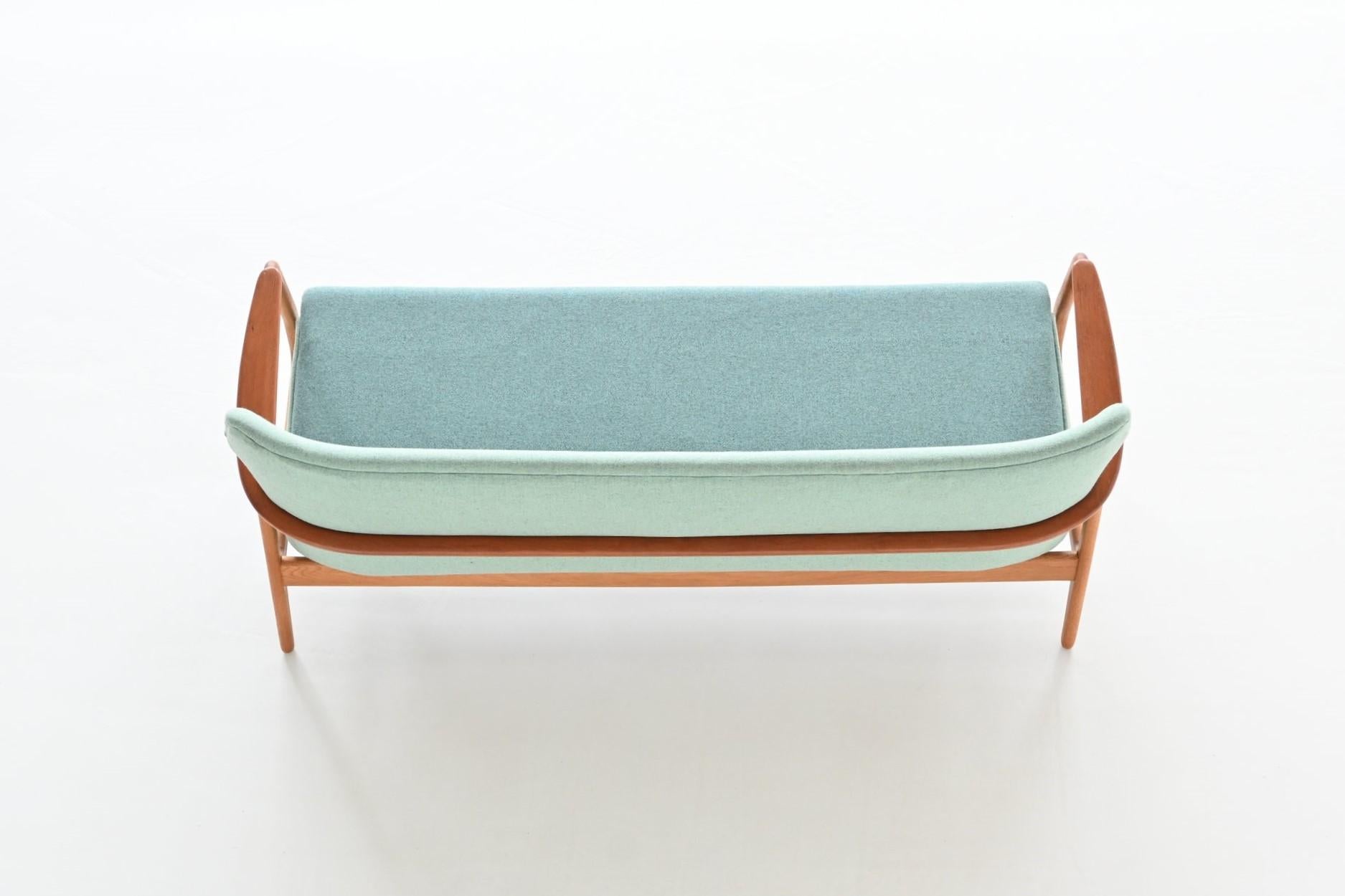 A. Madsen & H. Schubell Wingback Sofa Bovenkamp Green the Netherlands, 1960 For Sale 3
