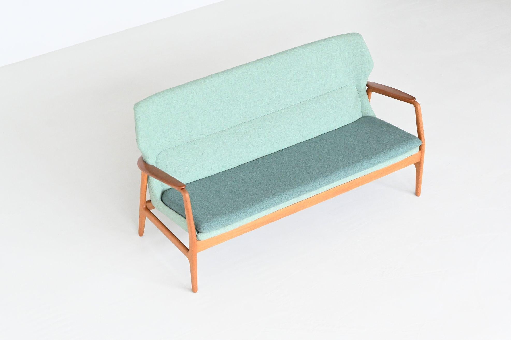 Mid-Century Modern A. Madsen & H. Schubell Wingback Sofa Bovenkamp Green the Netherlands, 1960 For Sale