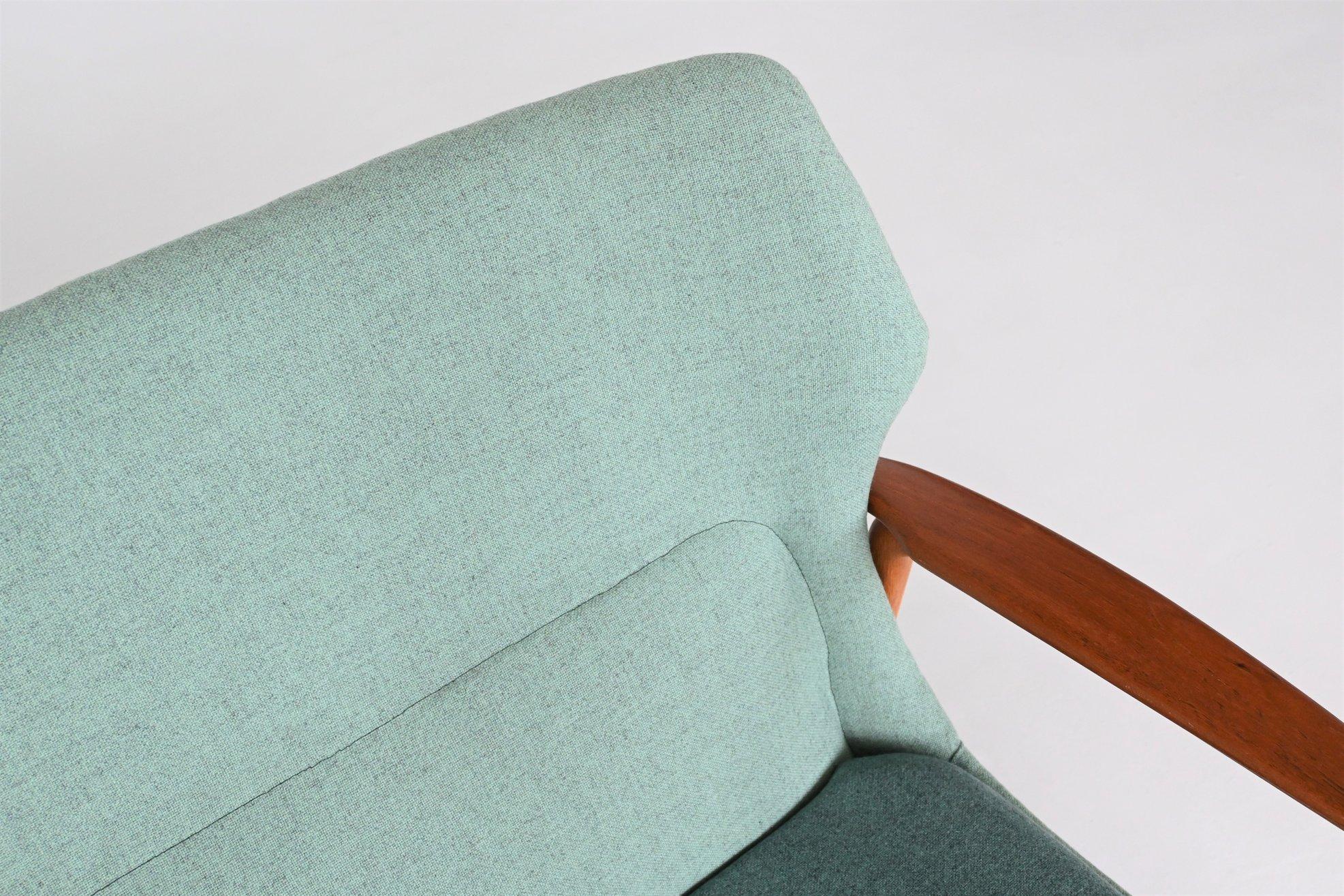 Fabric A. Madsen & H. Schubell Wingback Sofa Bovenkamp Green the Netherlands, 1960 For Sale