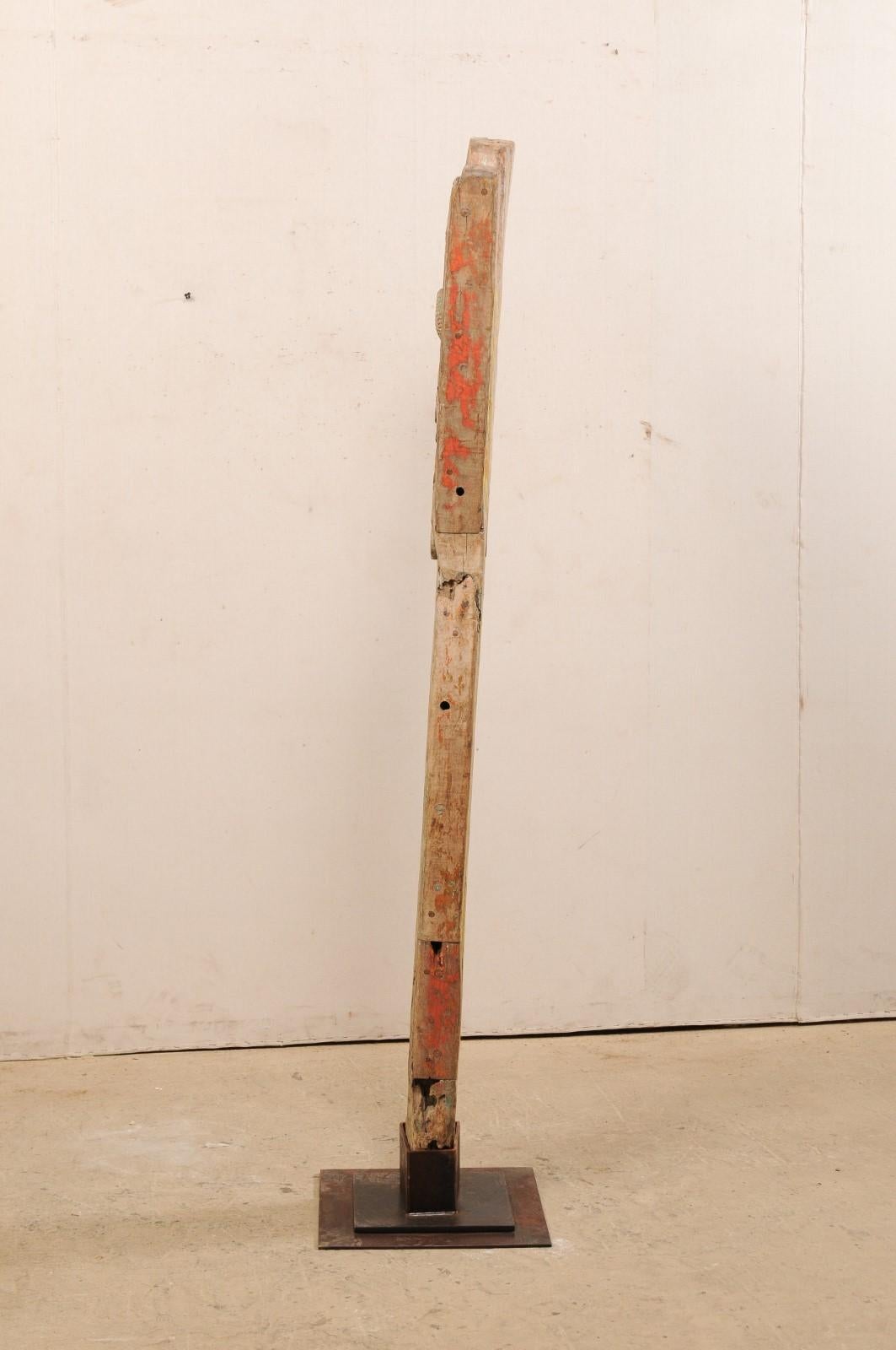 Madura Carved-Wood Boat Prow, Mounted on New Custom Iron Stand 6