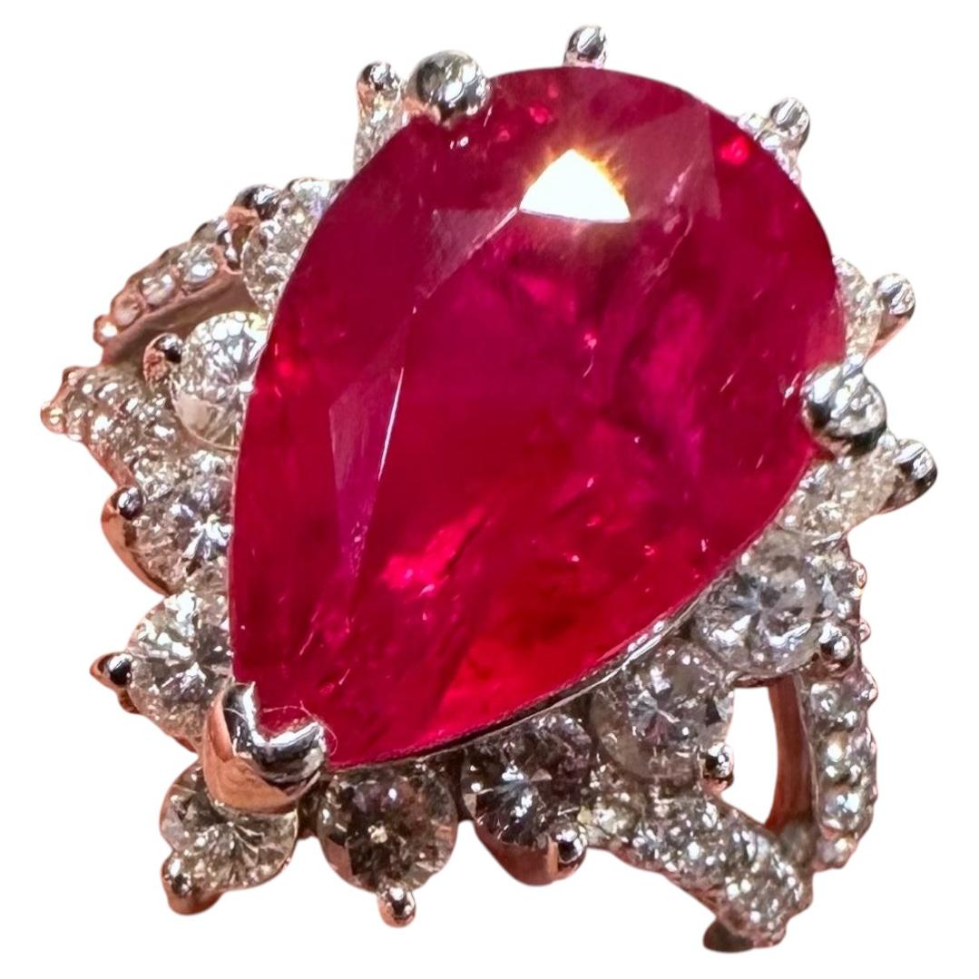 A Magnificent 6.04ct Ruby & Diamond Platinum Ring For Sale