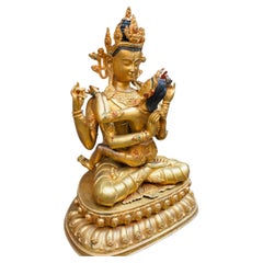 A Magnificent and Very Large Gilt-bronze Figure of Shadakshari Lokeshvara