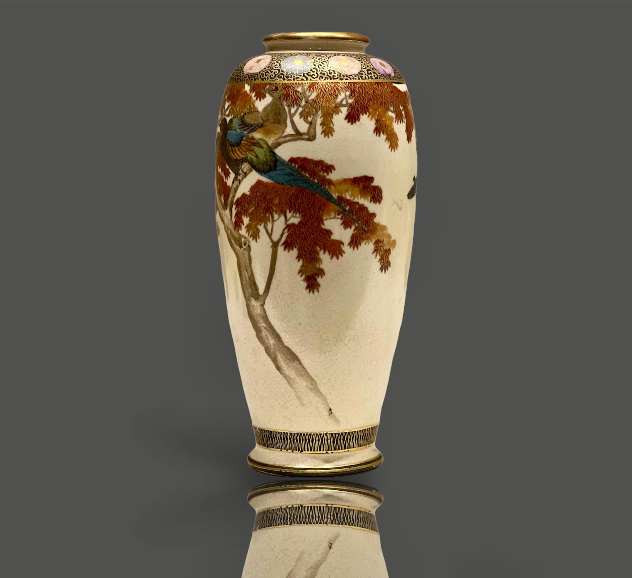 Hand-Painted Magnificent Antique Japanese Satsuma Vase, Meiji Era, Signed For Sale