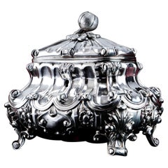 A Magnificent Antique Solid Silver Tea Caddy/Sugar Box Large & Heavy - 19th c.