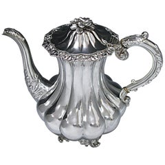 Magnificent Antique Sterling Silver Coffee Pot, London, 1846
