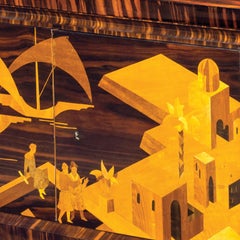 Magnificent Art Deco Palisander and Satinwood Marquetry Desk, Belgian, 1930