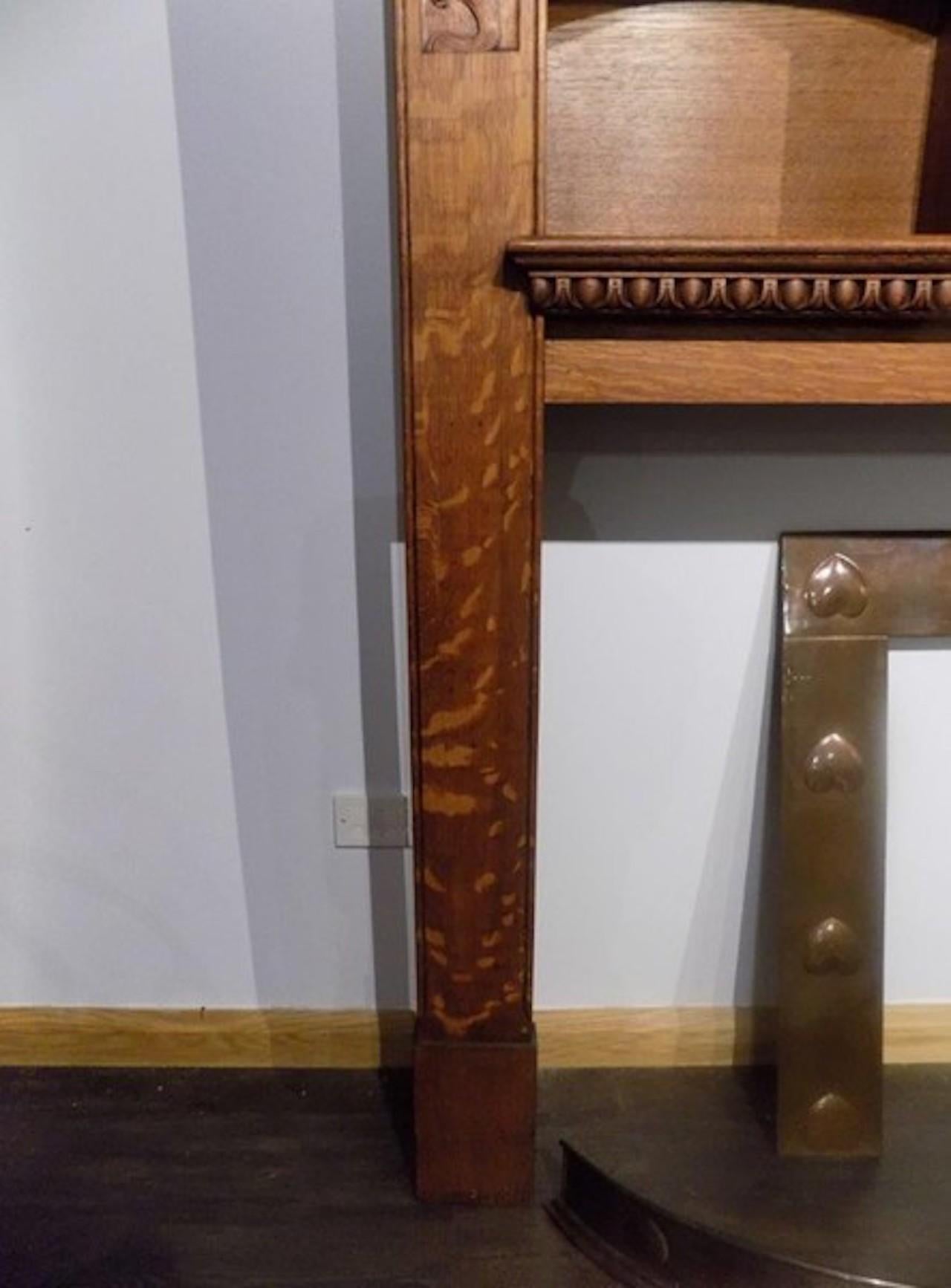 A magnificent Arts & Crafts Period oak fireplace probably by Edgar Wood For Sale 5