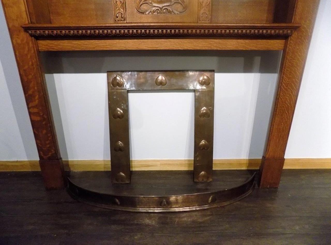 A magnificent Arts & Crafts Period oak fireplace probably by Edgar Wood For Sale 6
