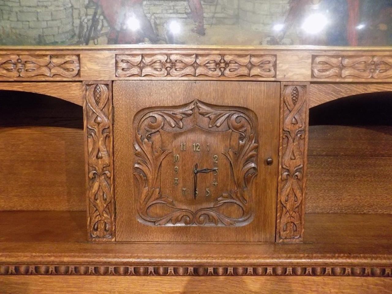 A magnificent Arts & Crafts Period oak fireplace probably by Edgar Wood For Sale 2