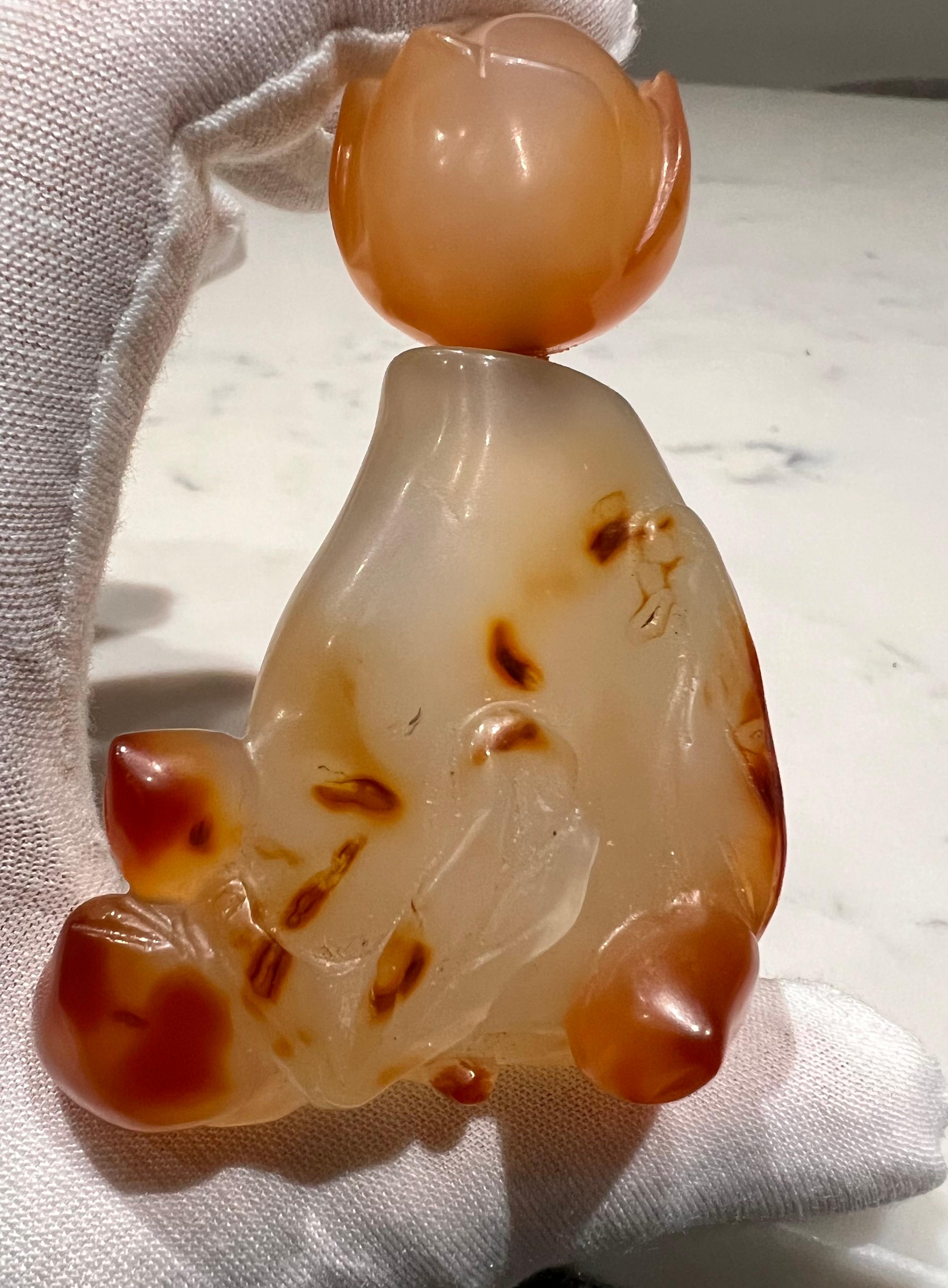 A Magnificent Chinese Carnelian Agate Snuff Bottle. Qing Dynasty.


Antique Chinese Carnelian Agate Hand Carved Snuff Bottle finely carved in shape of a fruit and decorated with branches of fruits and foliage . The bottle has a lovely carved stopper