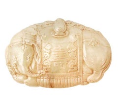 A Magnificent Chinese Celadon Jade 'Elephant' Box And Cover. Qing Dynasty
