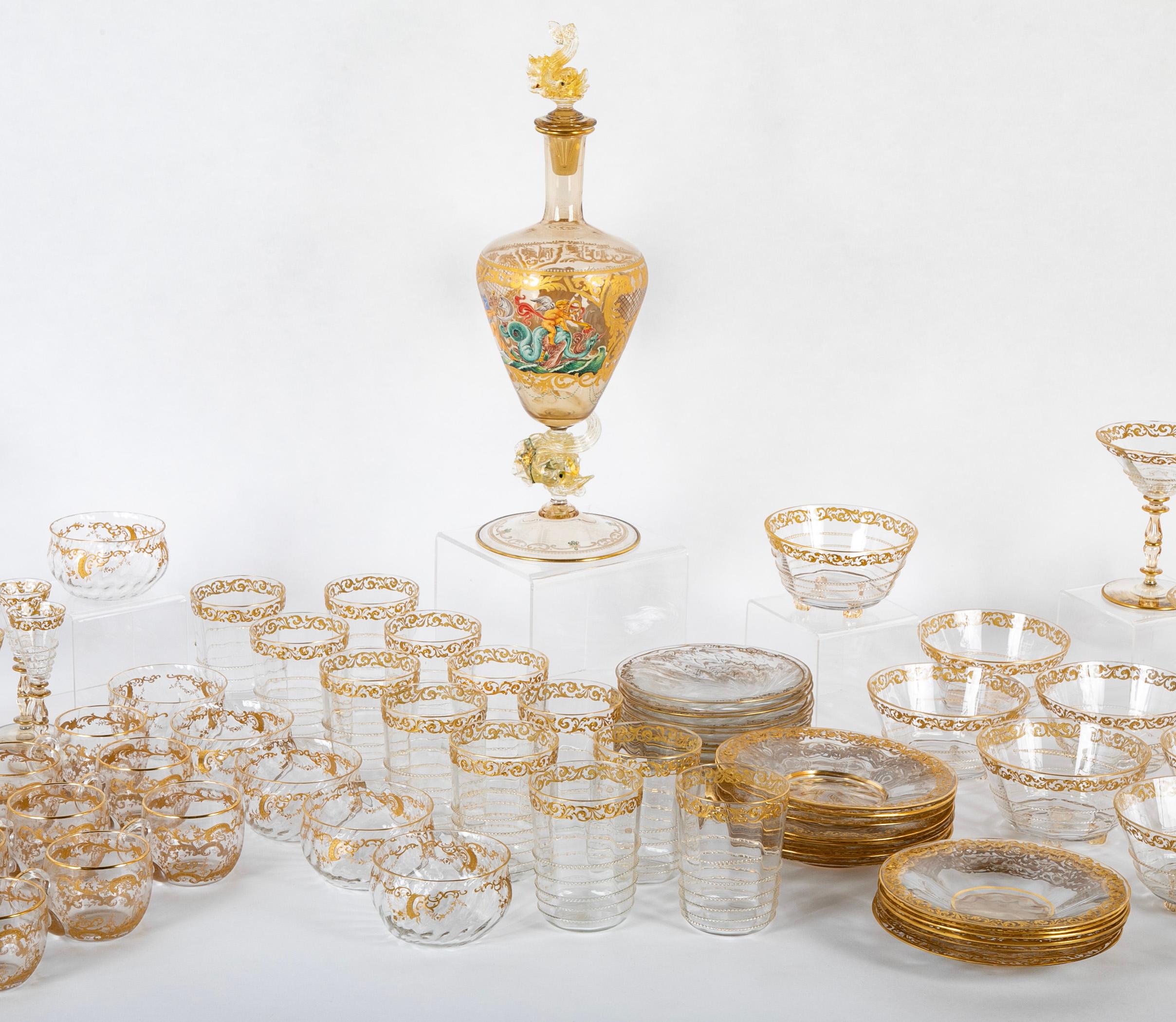italien Une magnifique collection de verrerie vénitienne de la fin du 19e siècle/début du 20e siècle en vente