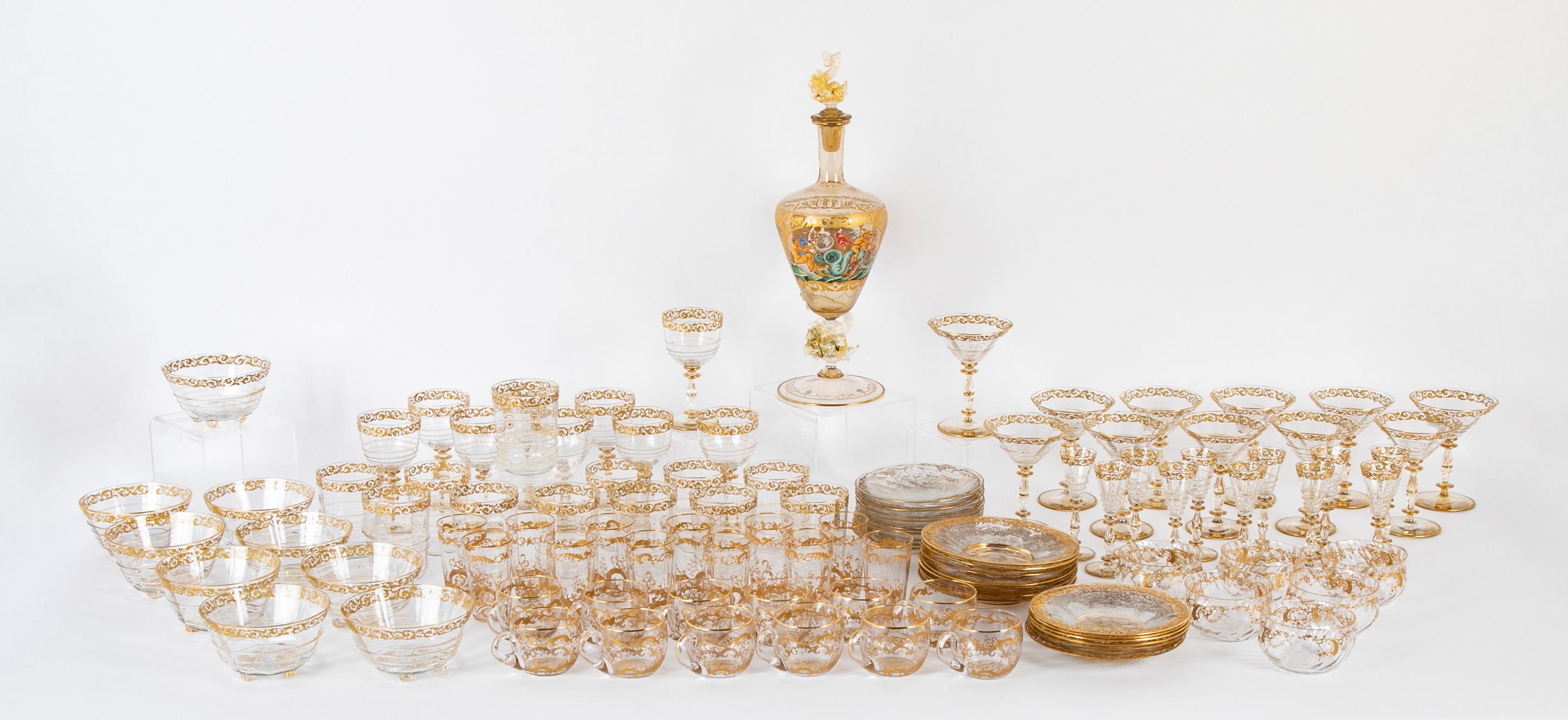 19th Century A Magnificent Collection of Late 19th/Early 20th Century Venetian Glassware For Sale