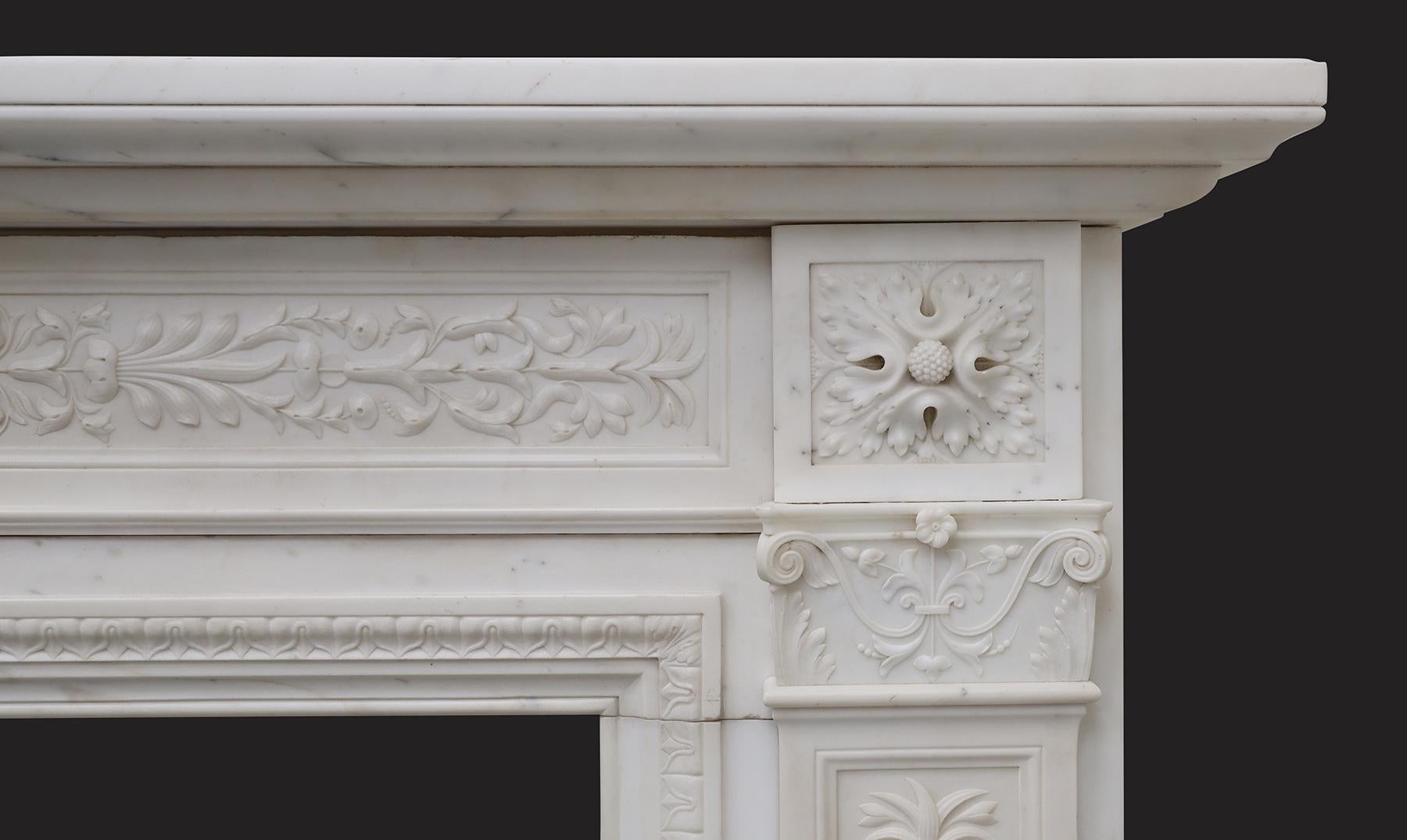 A Magnificent Finely Carved Statuary William IV Chimneypiece In Good Condition For Sale In London, GB