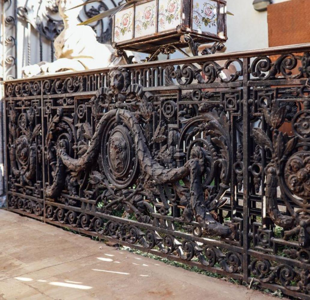 A Magnificent French Cast Iron Balcony, now converted to console.  For Sale 5