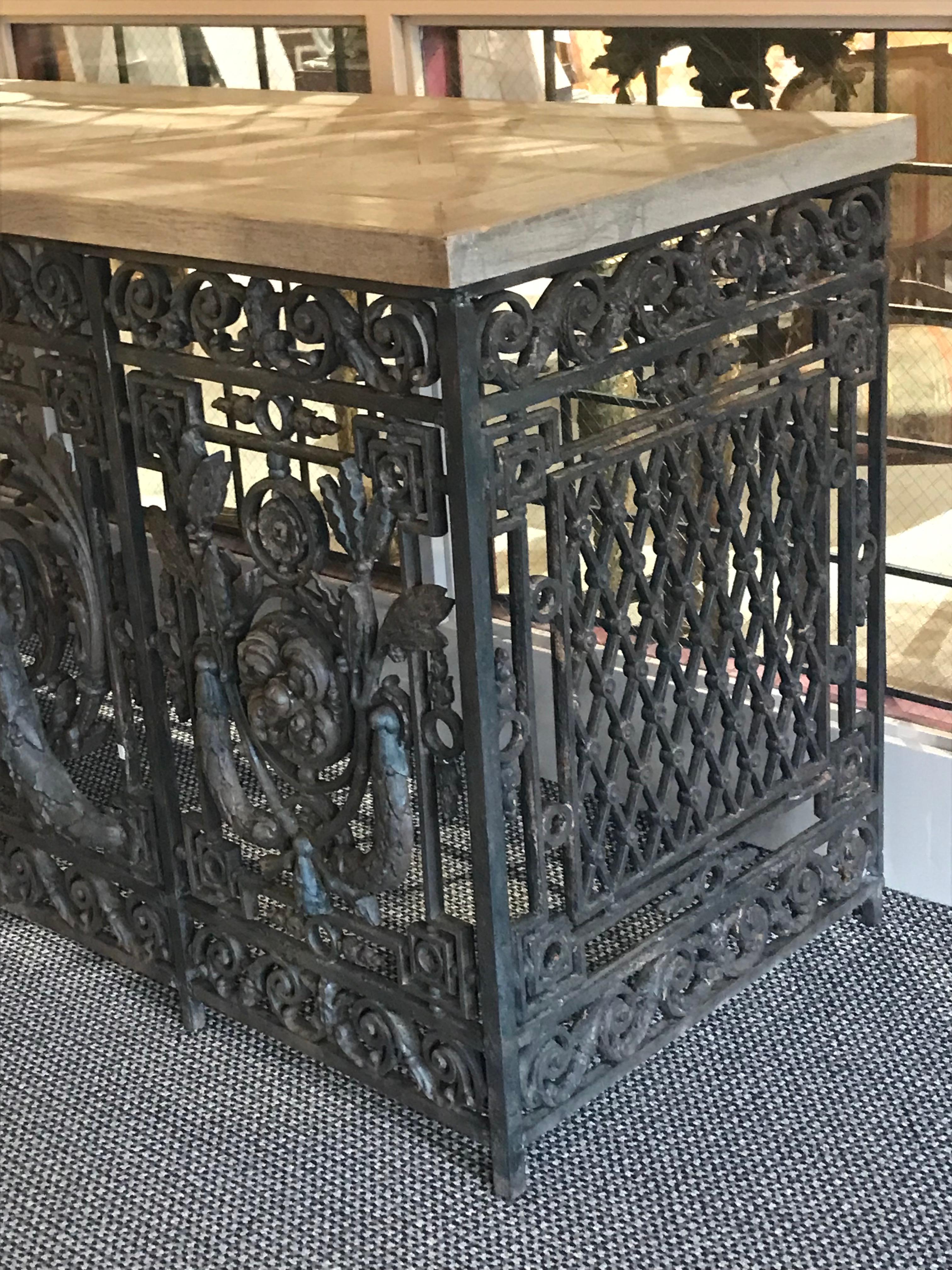 A Magnificent French Cast Iron Balcony, now converted to console.  For Sale 2