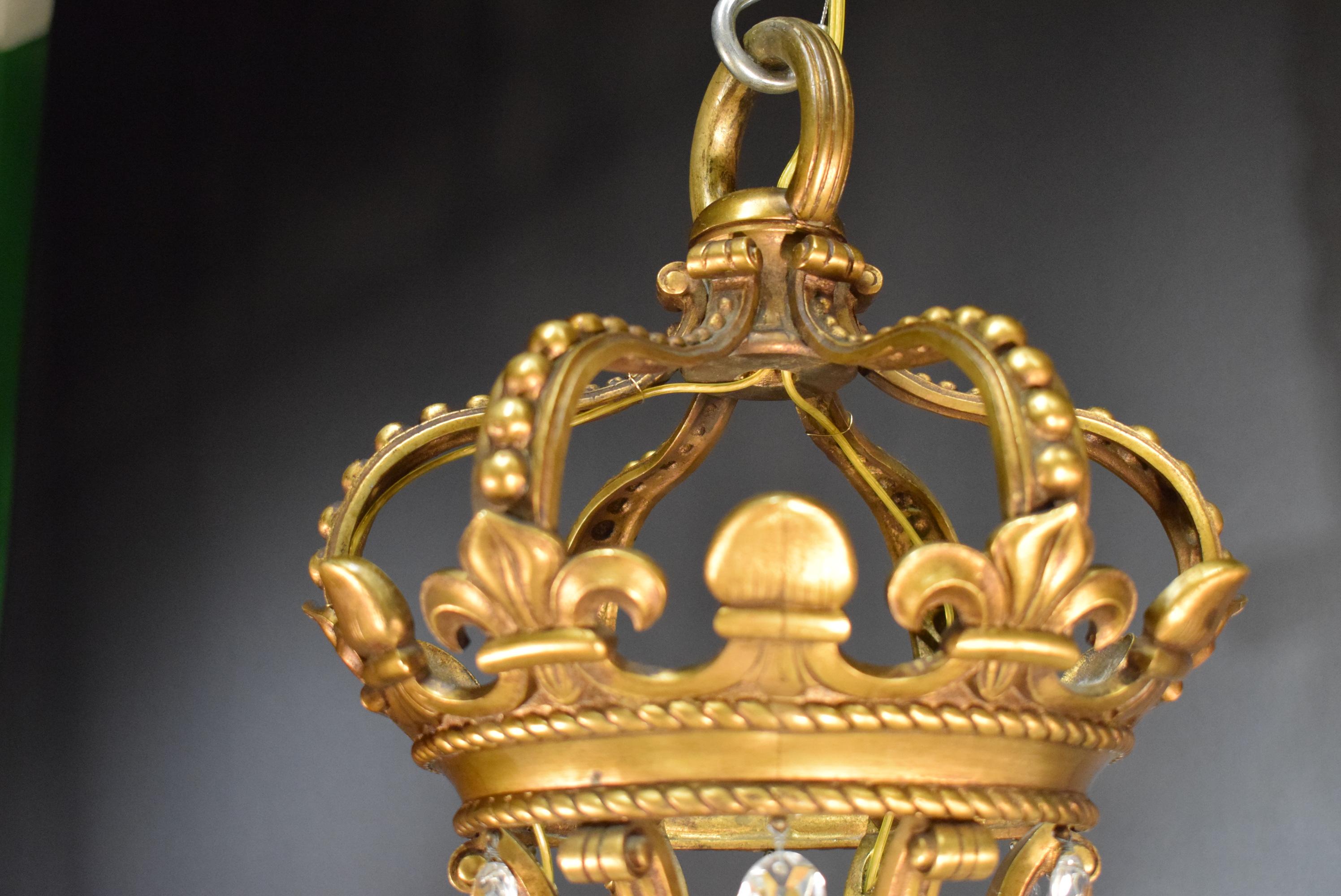 20th Century Magnificent Gilt Bronze and Crystal Chandelier