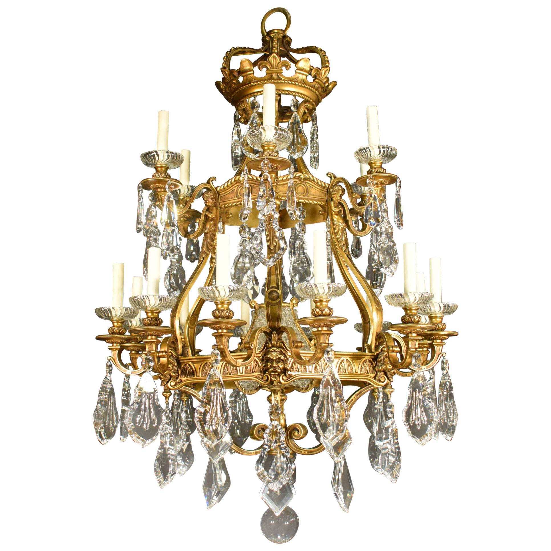 Magnificent Gilt Bronze and Crystal Chandelier