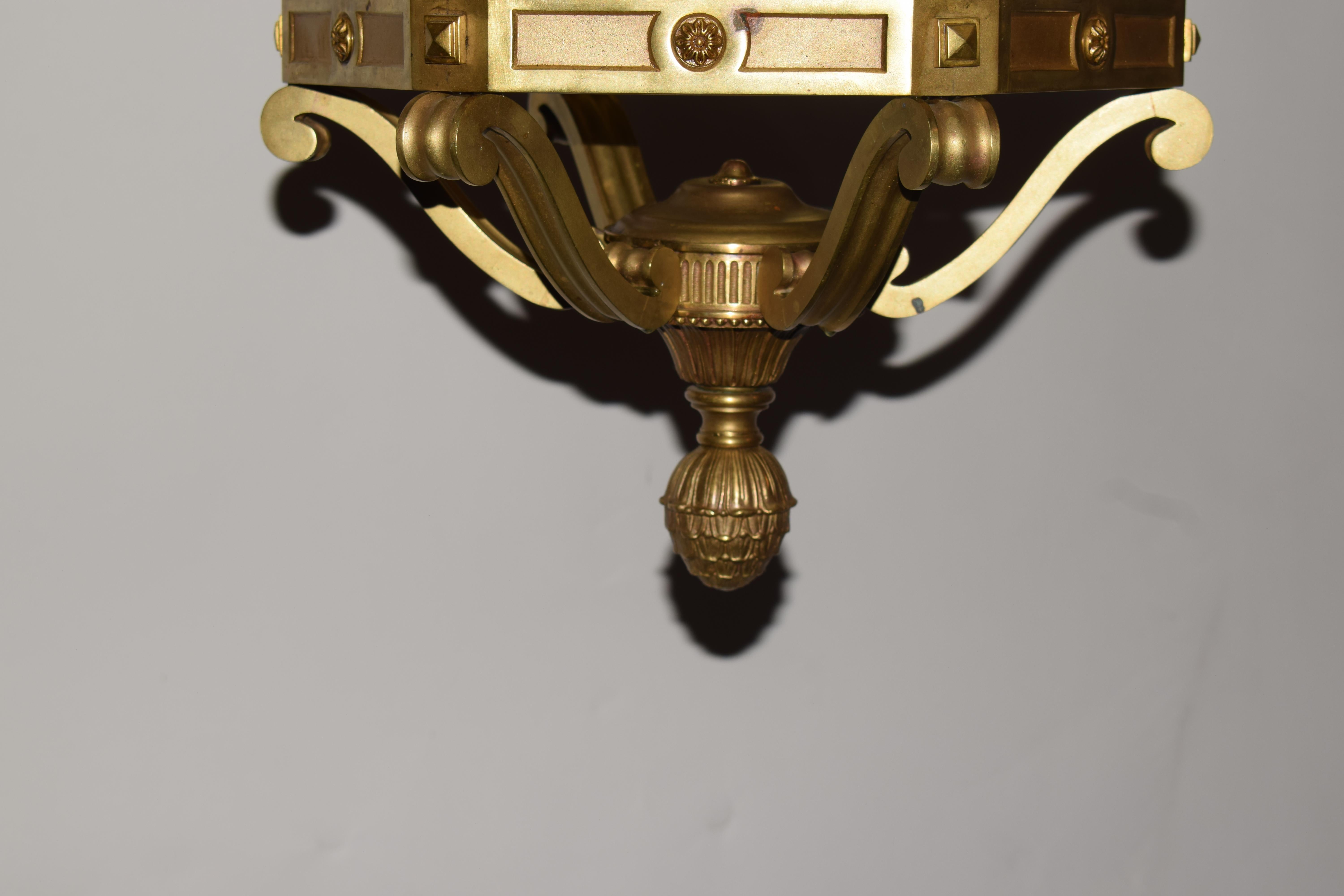 Magnificent Gilt Bronze Hexagonal Lantern 1