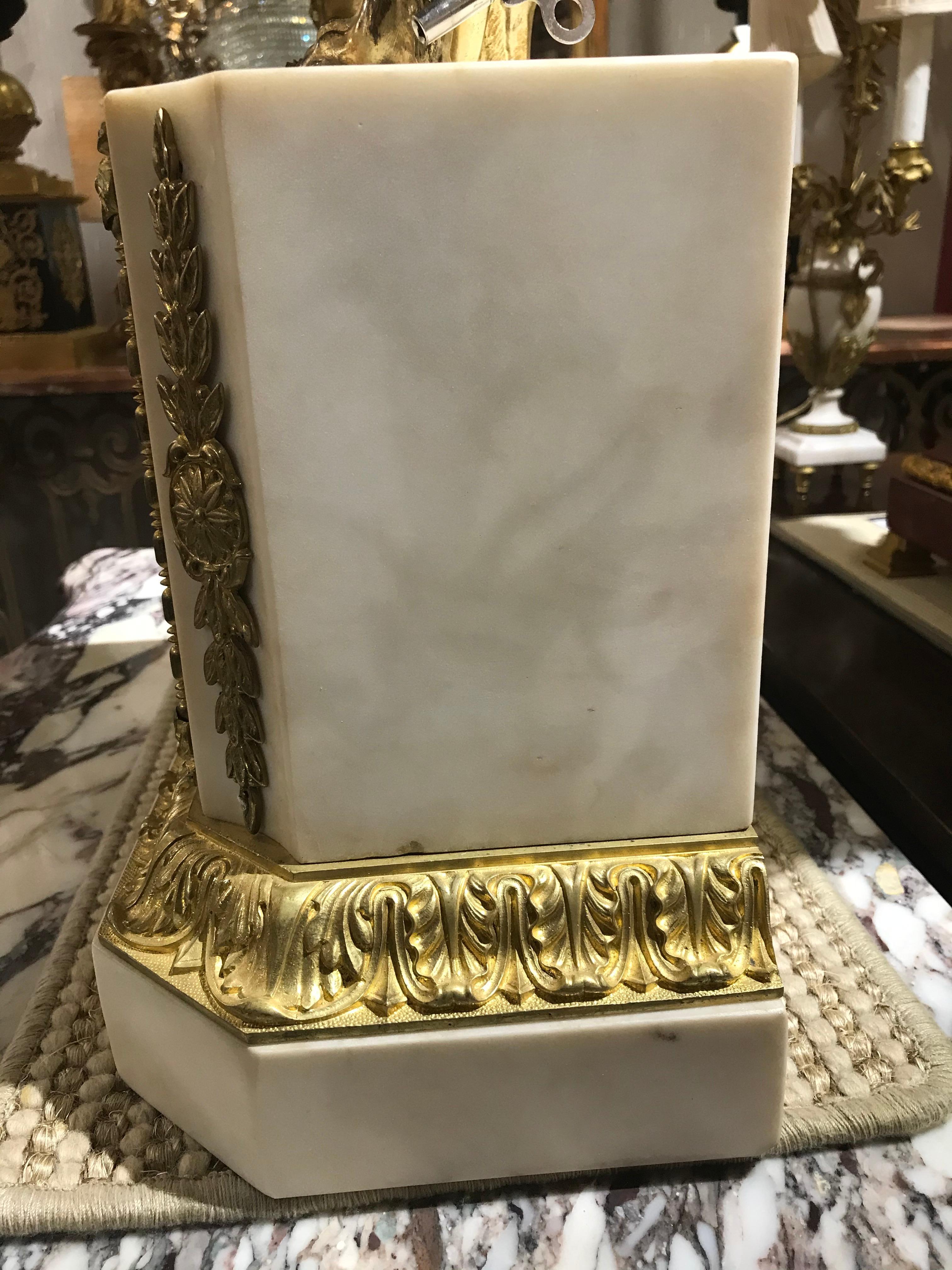 Magnificent Gilt Bronze and Marble Clock For Sale 1