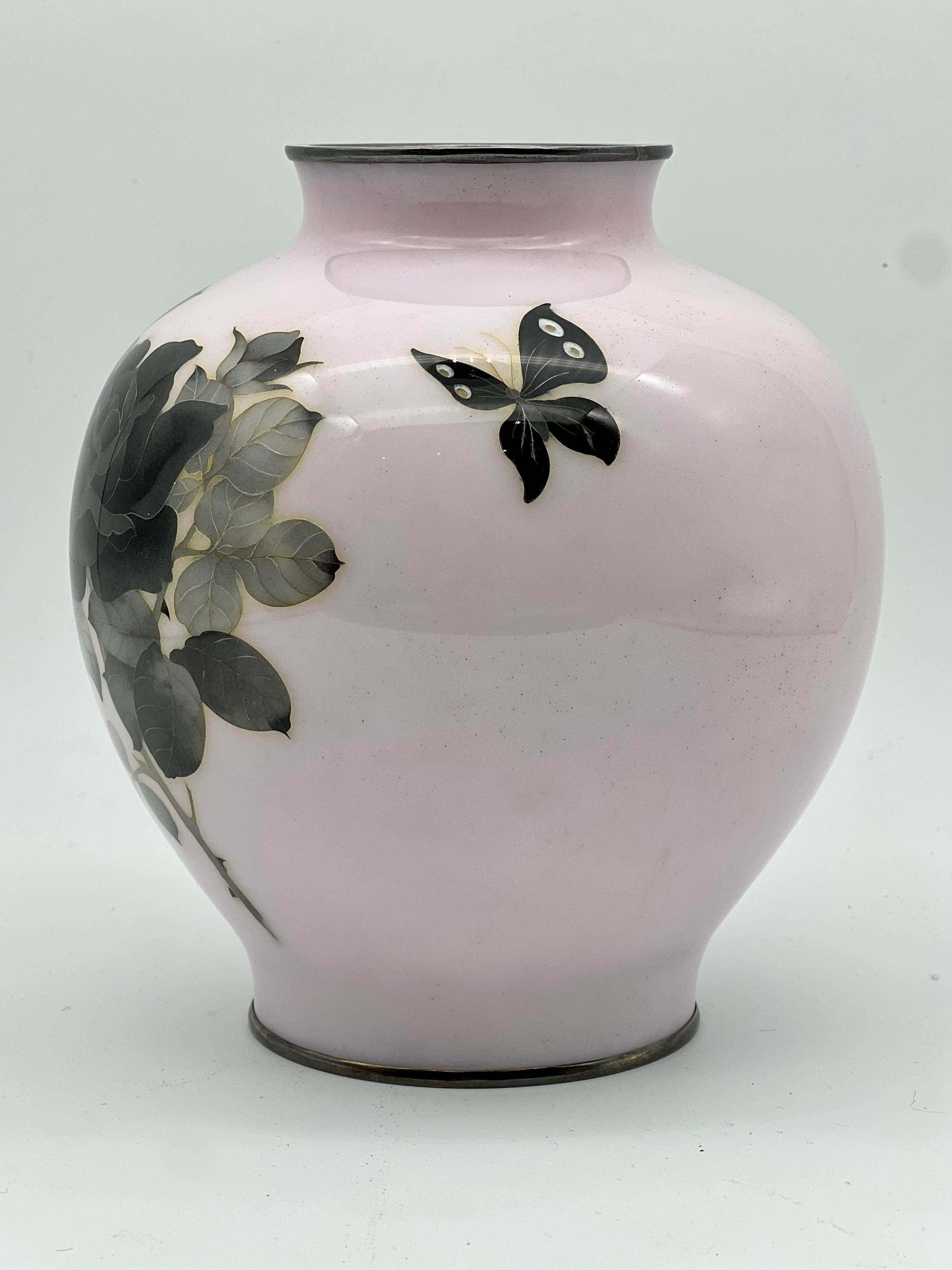Enameled A Magnificent Japanese Antique Enamel Cloisonne Vase By Ando Jubei. Meiji Era