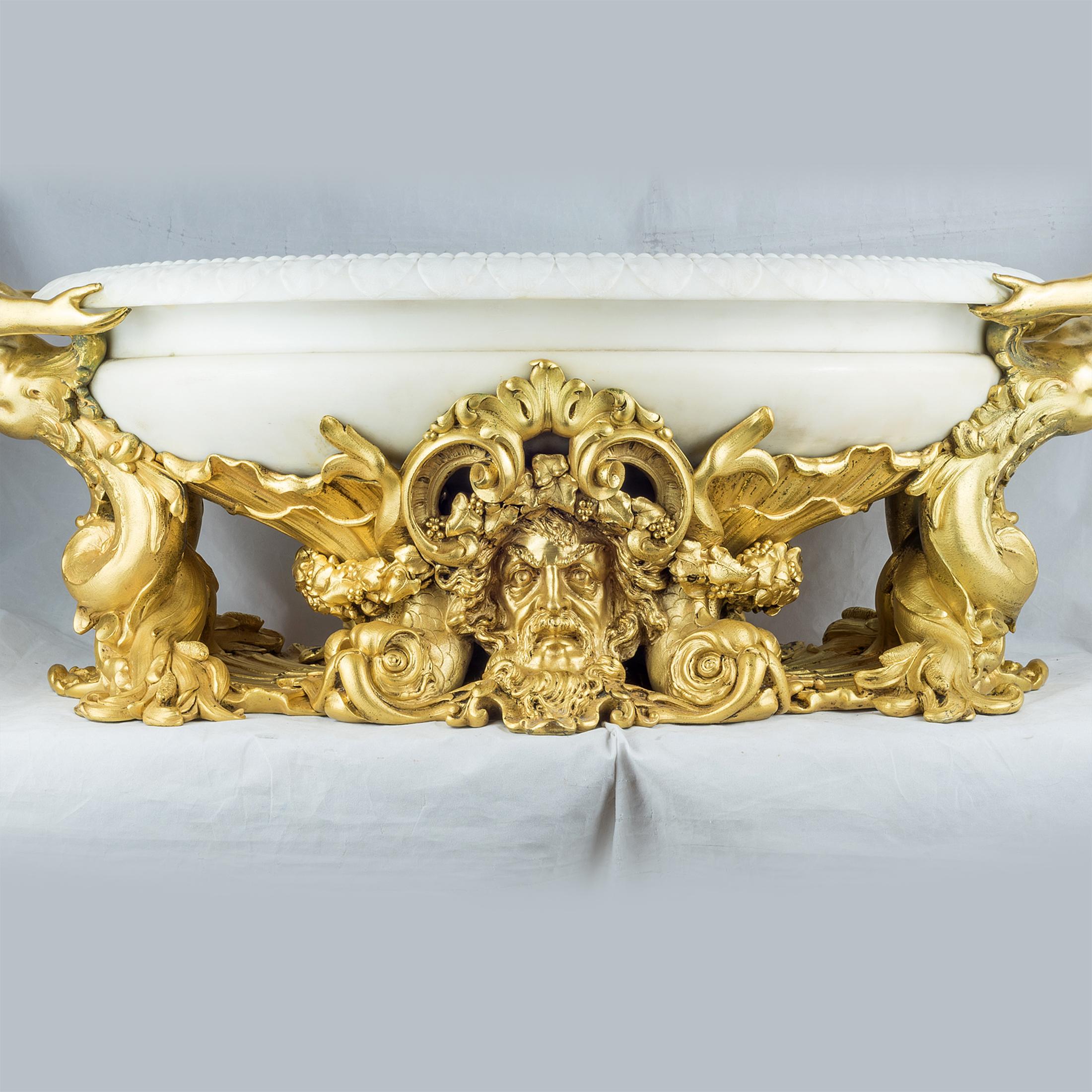 North American Magnificent Large Caldwell & Co. Ormolu and White Marble Centerpiece