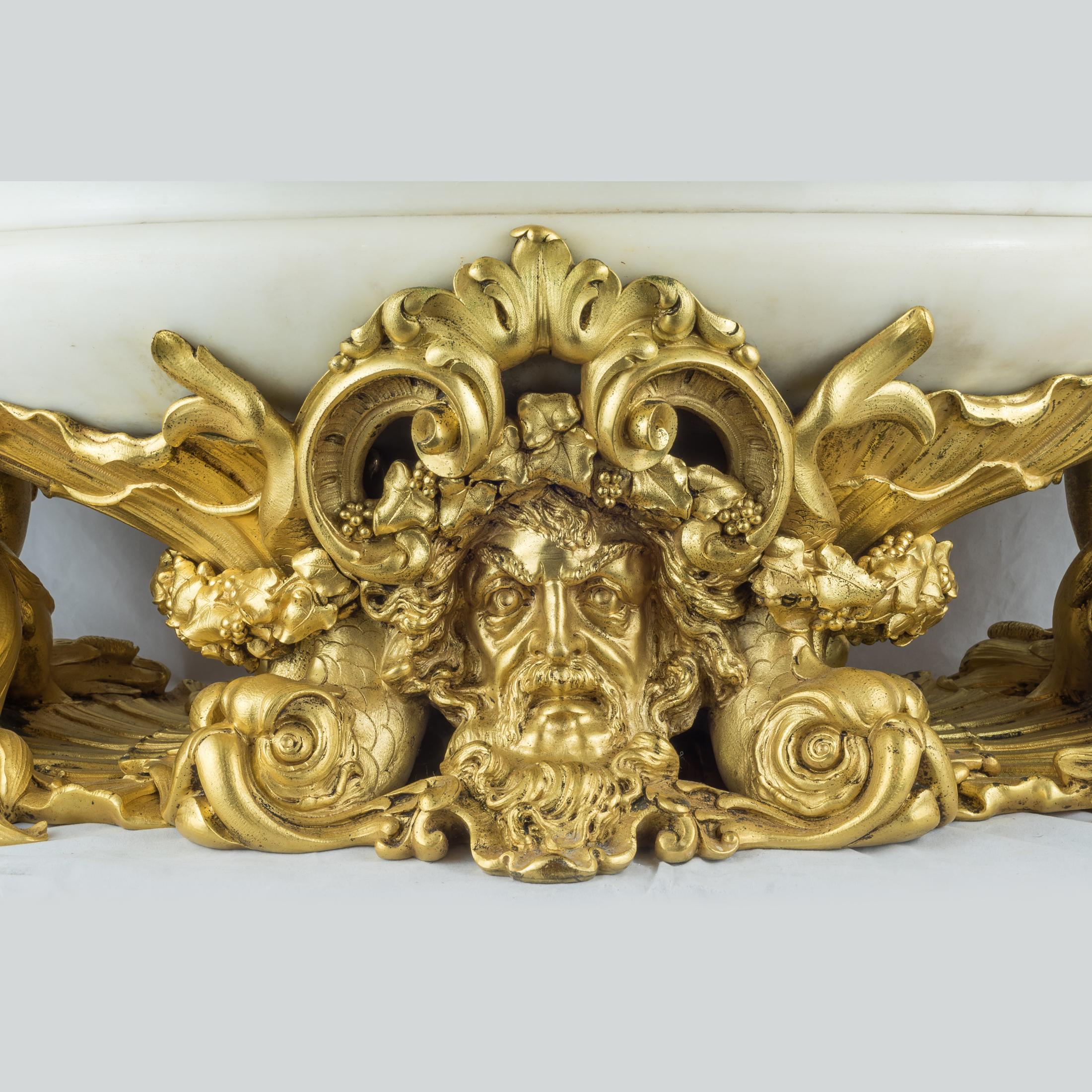 Carved Magnificent Large Caldwell & Co. Ormolu and White Marble Centerpiece