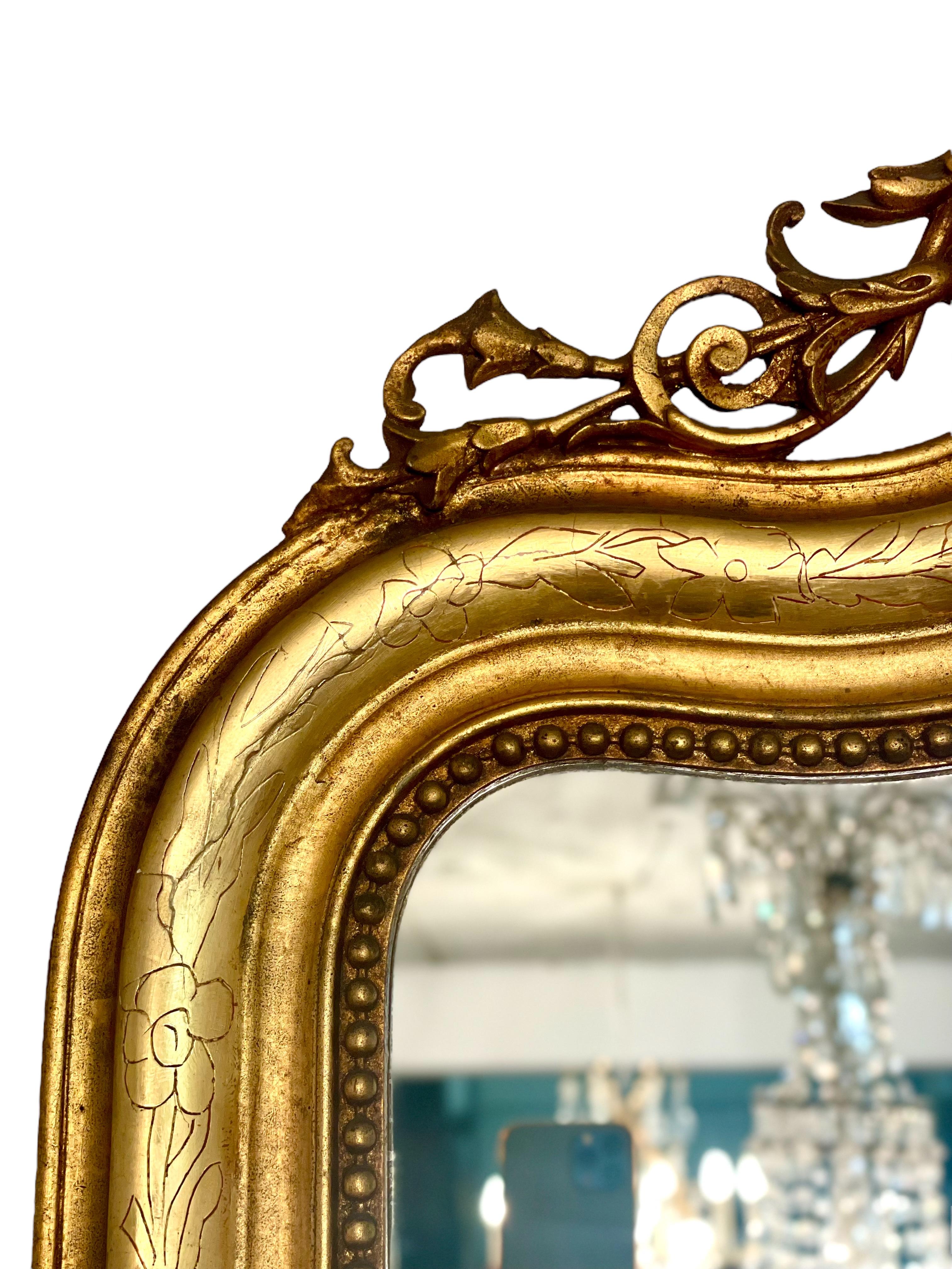 Louis XV 19th Century French Gilt Overmantel Mirror For Sale
