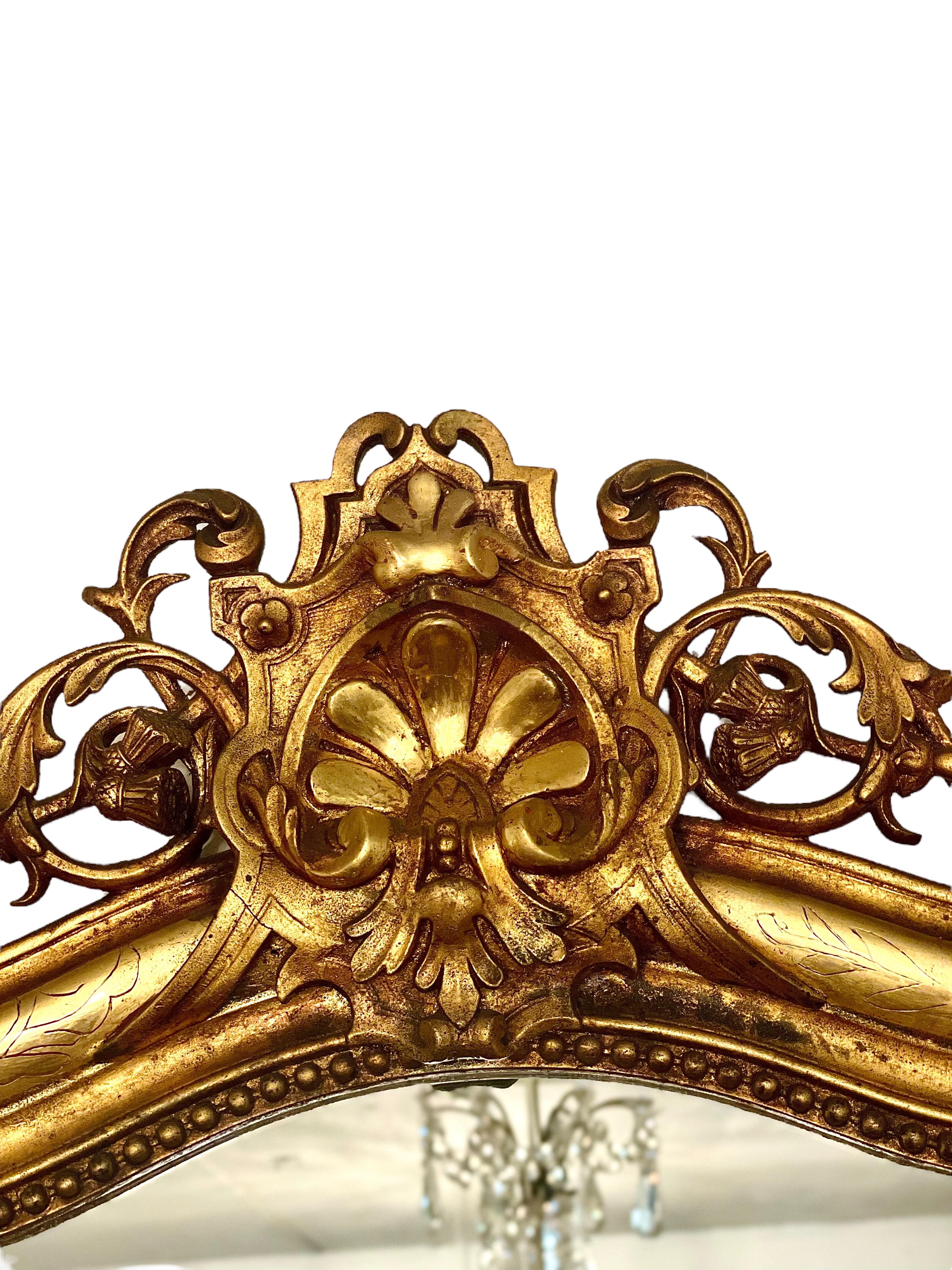 19th Century French Gilt Overmantel Mirror In Good Condition For Sale In LA CIOTAT, FR