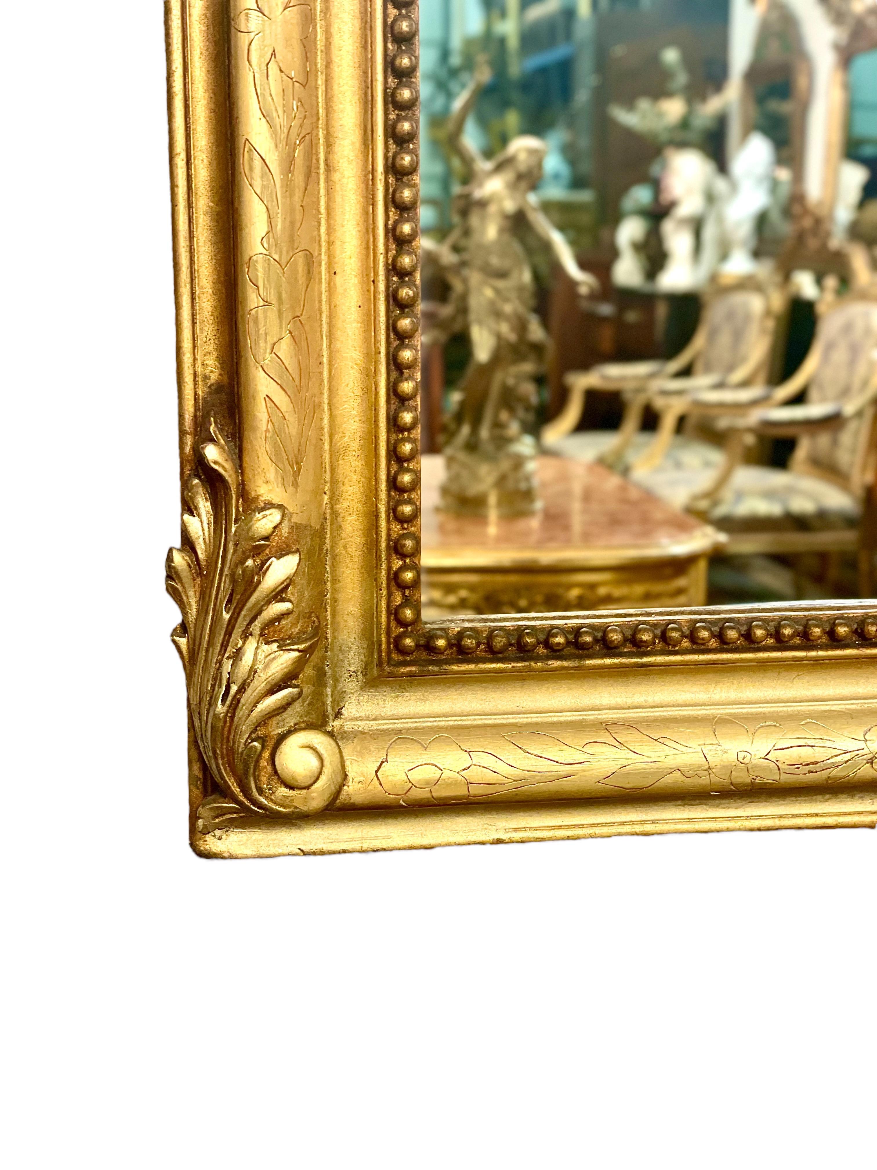 19th Century French Gilt Overmantel Mirror For Sale 1
