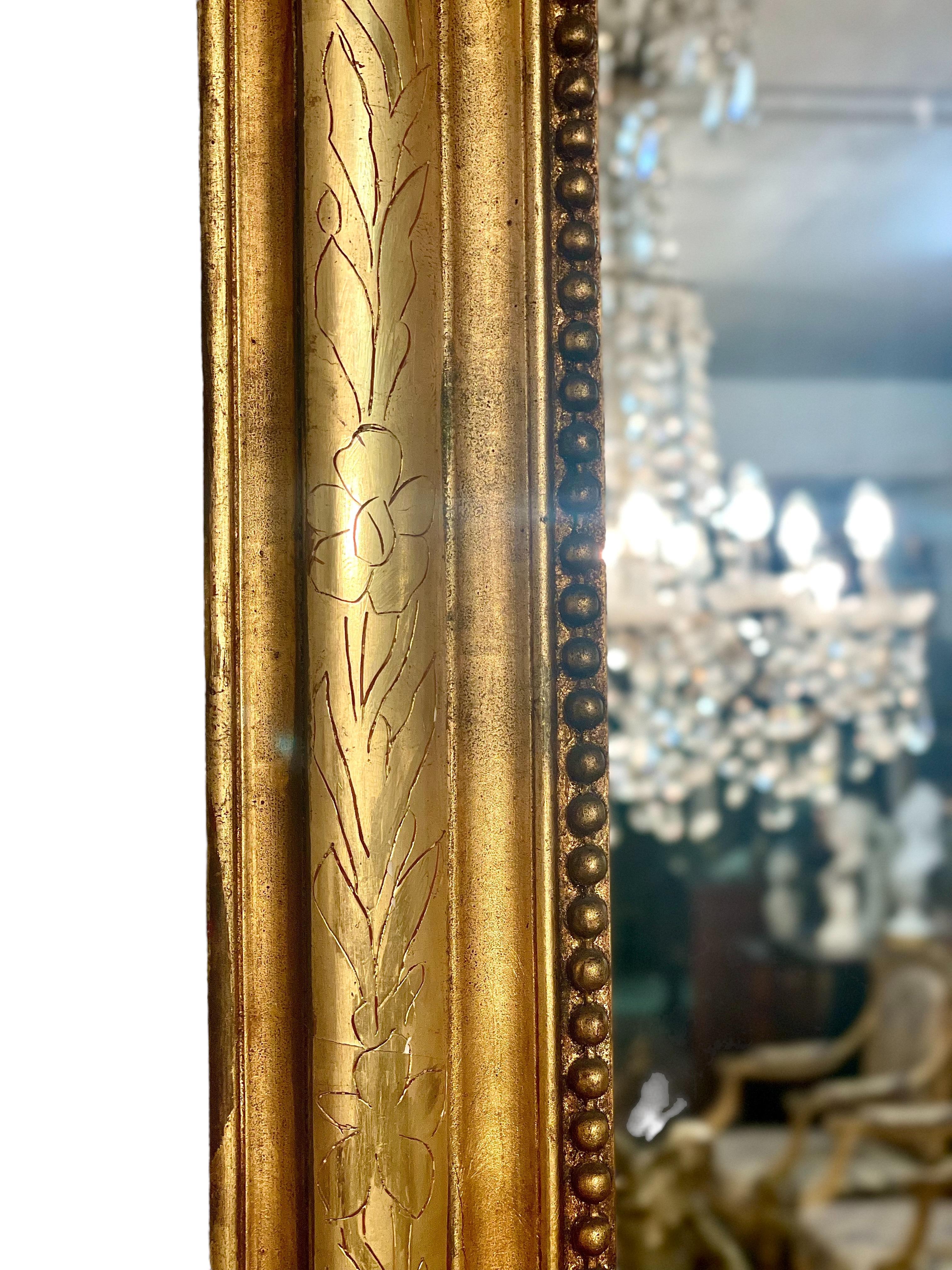 19th Century French Gilt Overmantel Mirror For Sale 2