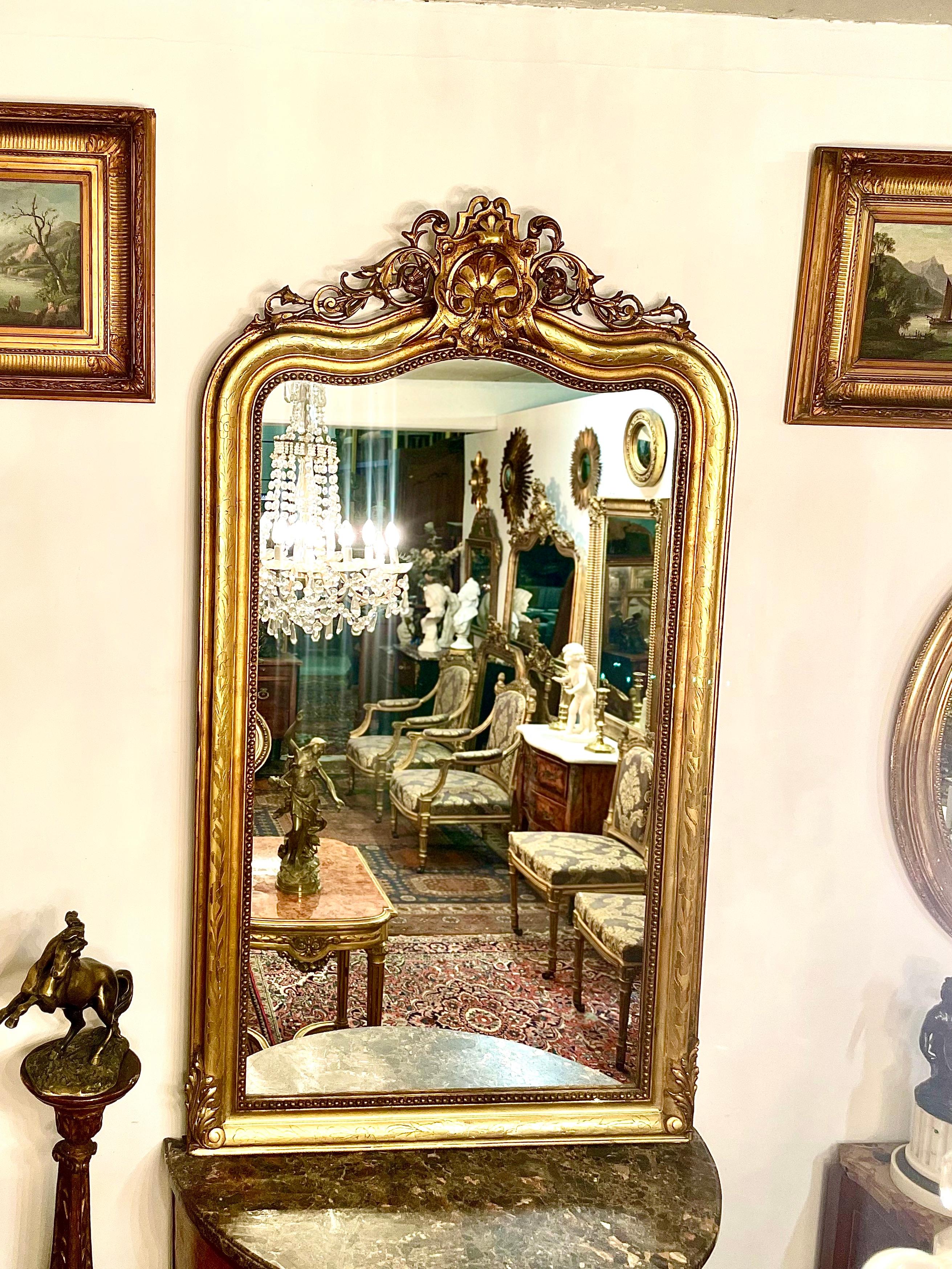 19th Century French Gilt Overmantel Mirror For Sale 3