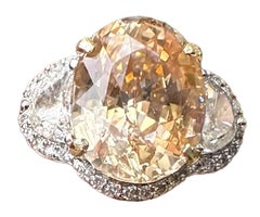 A Magnificent No Heat Unheated 5.64ct Padparadscha Sapphire Ring & Lotus Cert