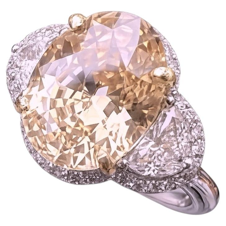 A Magnificent No Heat Unheated 5.64ct Padparadscha Sapphire Ring & Lotus Cert