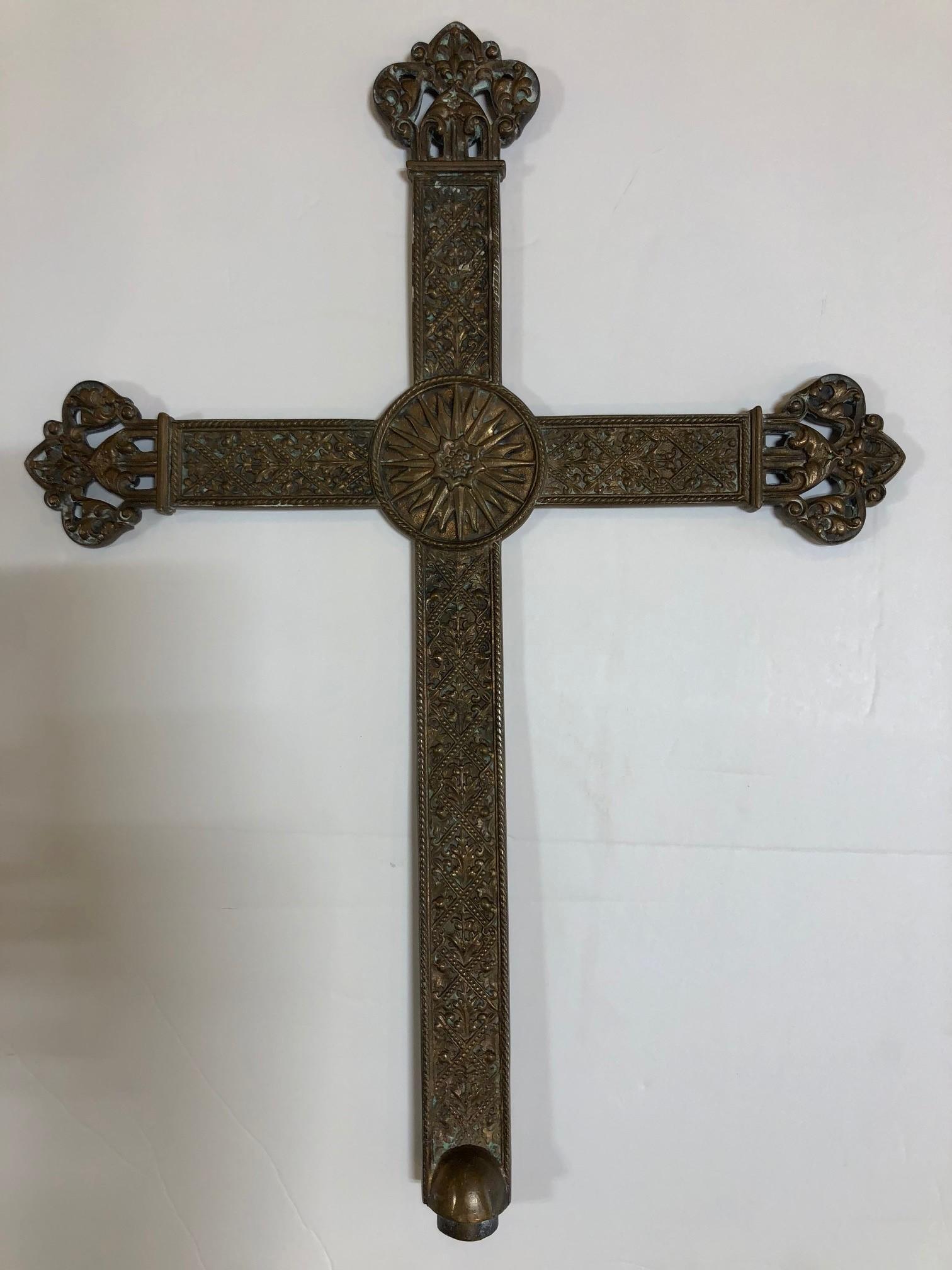 Magnificent Ornate 19th Century Bronze Cross  5